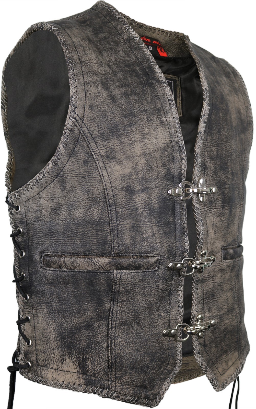 Used look leather vest cowl biker vest rocker vest motorcycle vest club vest