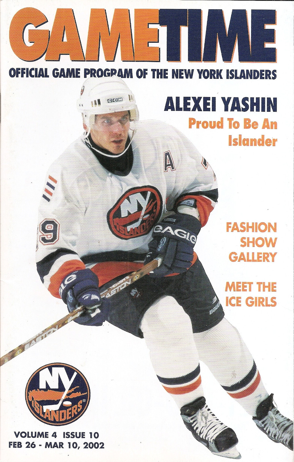 2002-2-26 NHL Hockey Program- New York Islanders Vs Penguins, Thrashers, Bruins