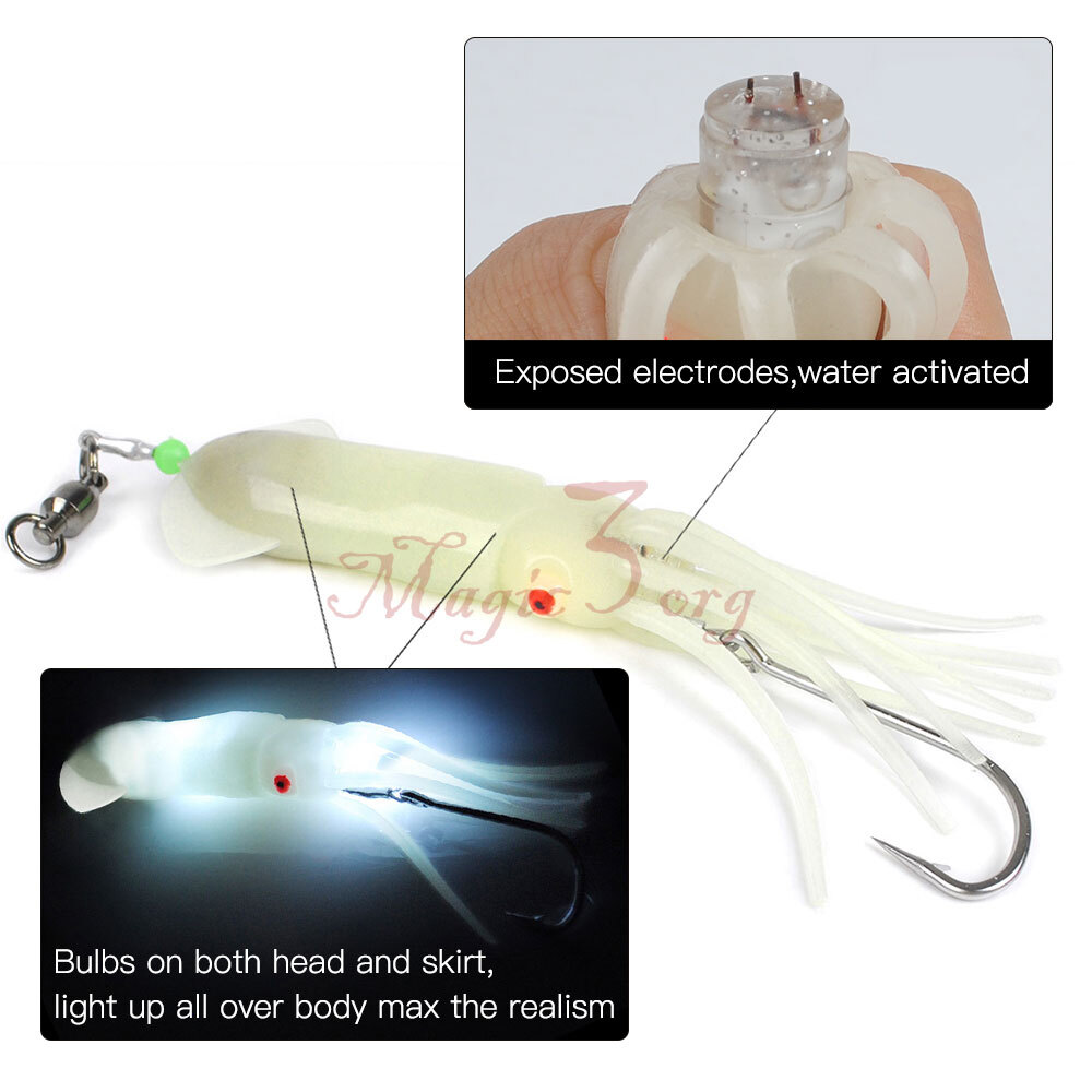 Saltwater LED Fishing Lures Lighted Squid Baits Deep Drop Lights Tuna Lead