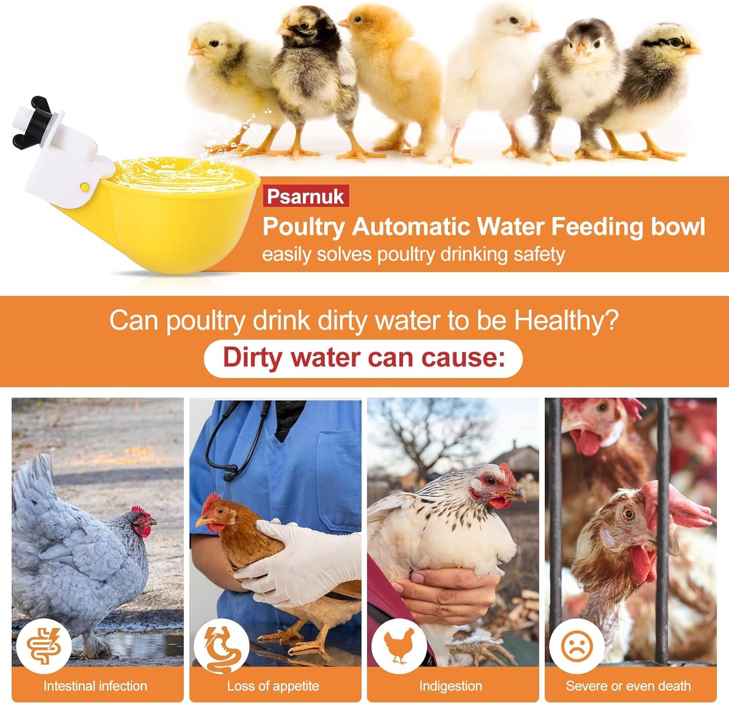 Chicken Waterer Cups 8 Pack/Yellow DIY Automatic Large Chicken Water Feeder