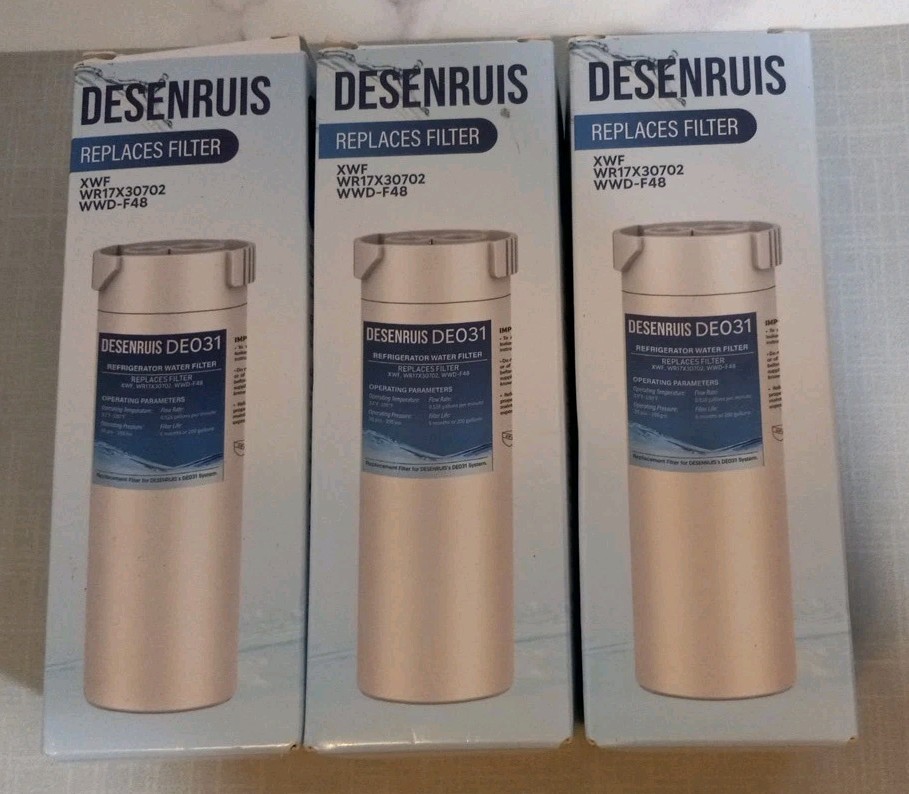 Desenruis DE031 Replacement Refrigerator Water Filters Lot Of 3 New