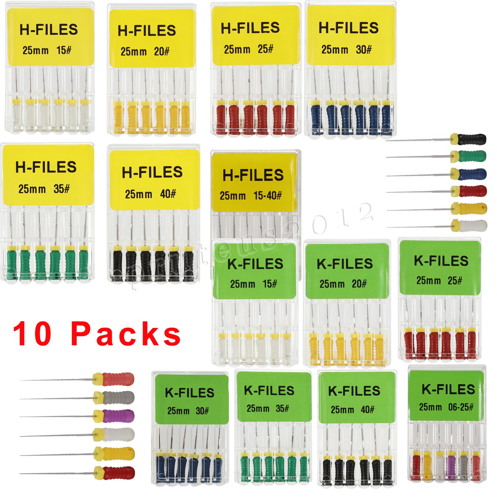 10 Packs Dental Stainless Steel K/H-File 25mm Endodontic Root Canal Hand Use