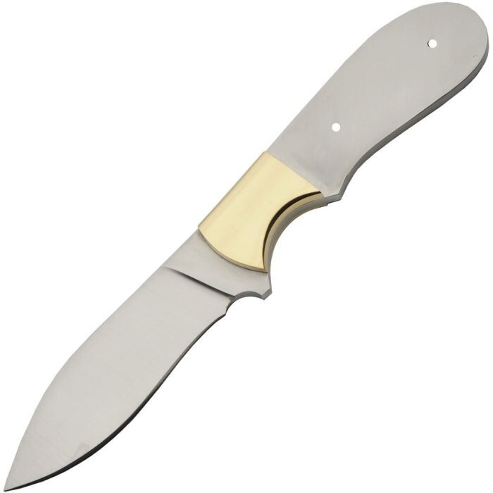 Knifemaking Blade Blank 3.5" Satin Stainless Drop-Point With Brass Bolsters