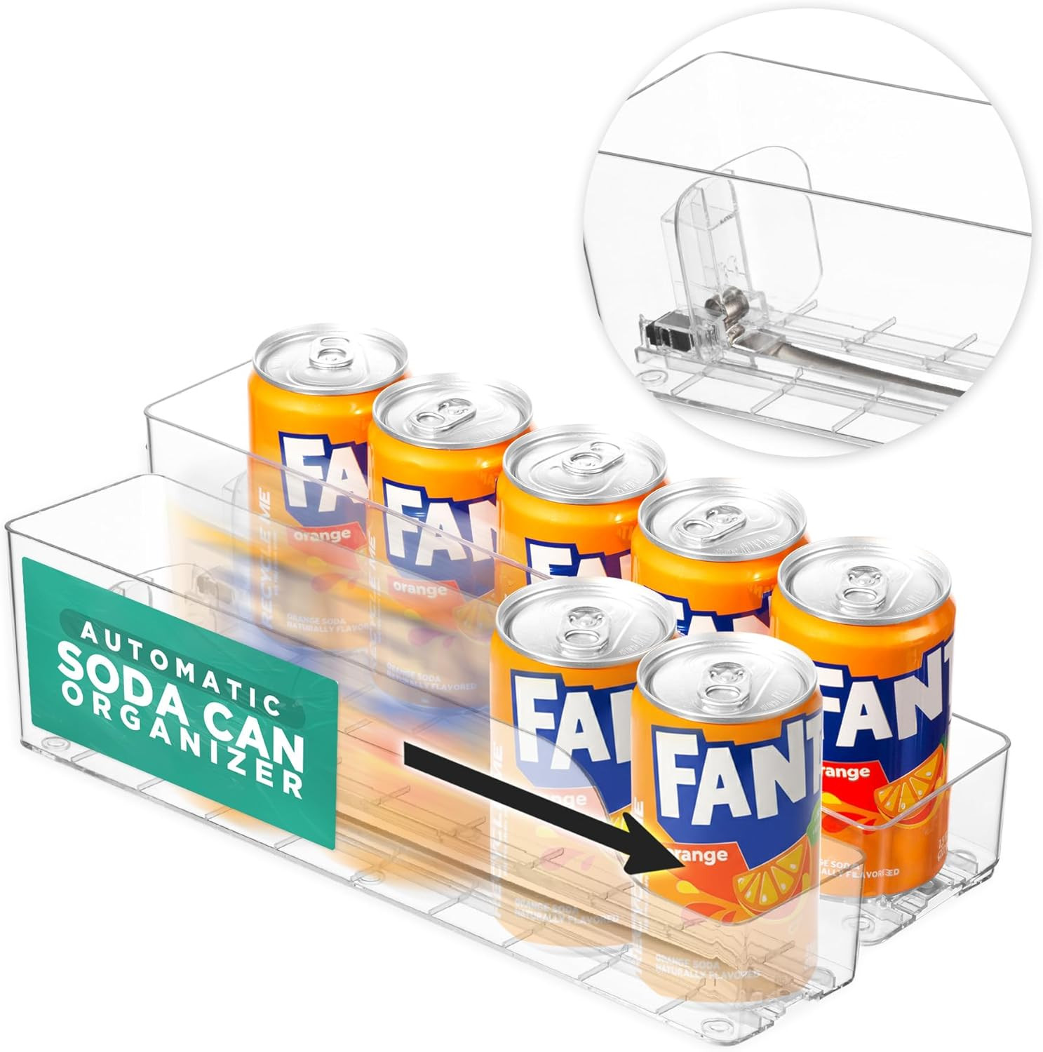 Automatic Soda Can Organizer 2Pk Drink Dispenser for Refrigerator Pantry Small