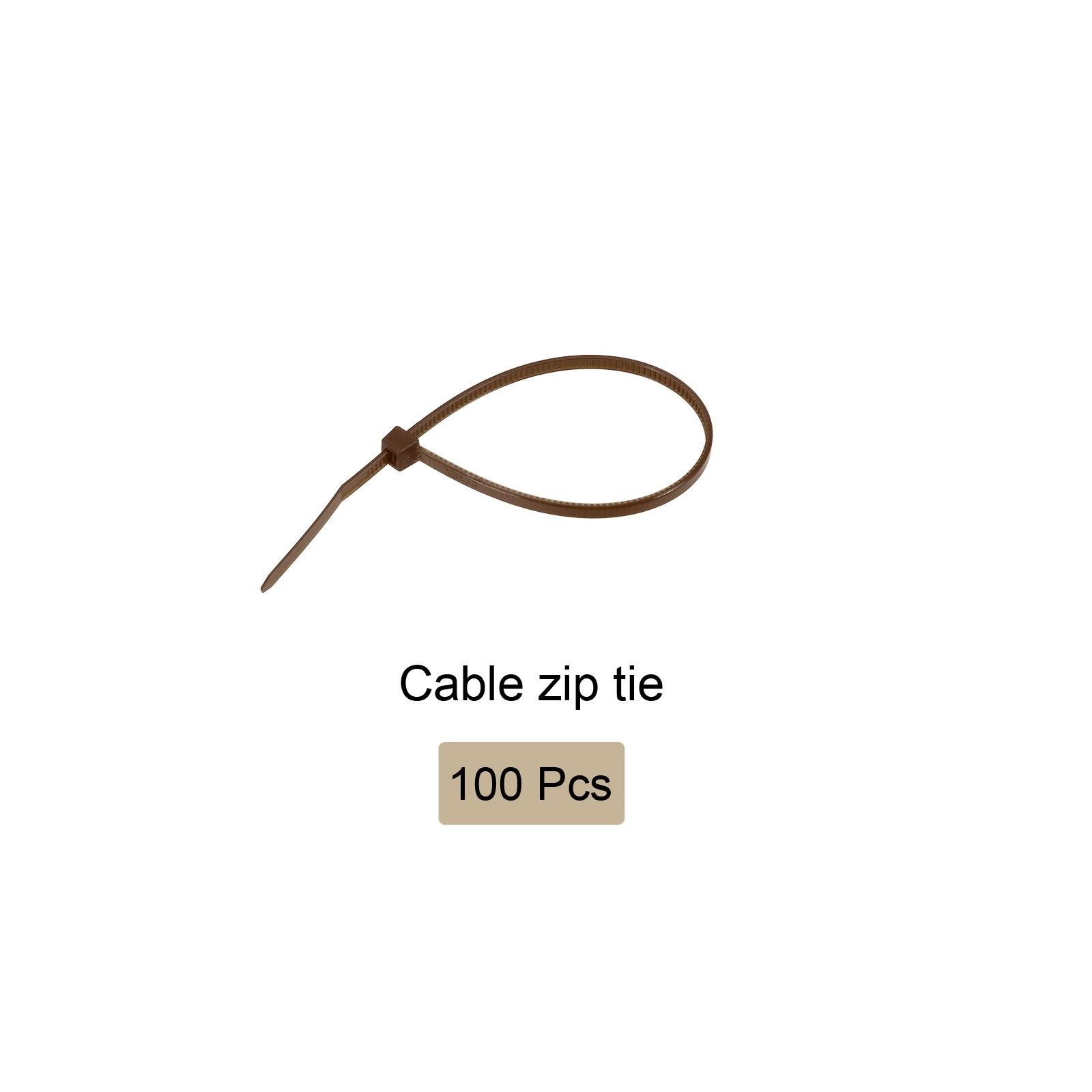 Cable Zip Ties Nylon Cable Wraps - 6x0.1 Inch / Brown / 100Pcs