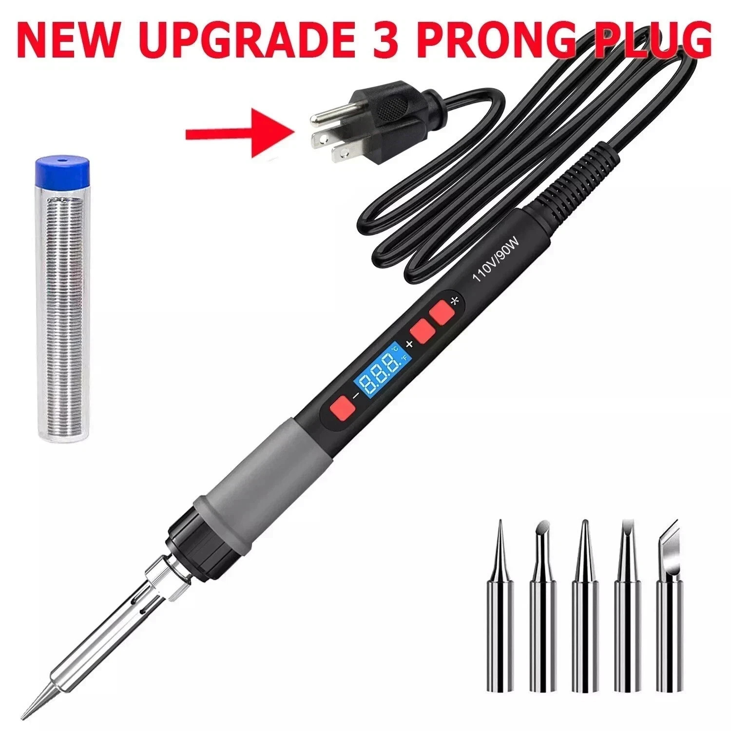 Soldering Iron Electric Gun Adjustable Temperature 90W Welding Solder Wire+Tips