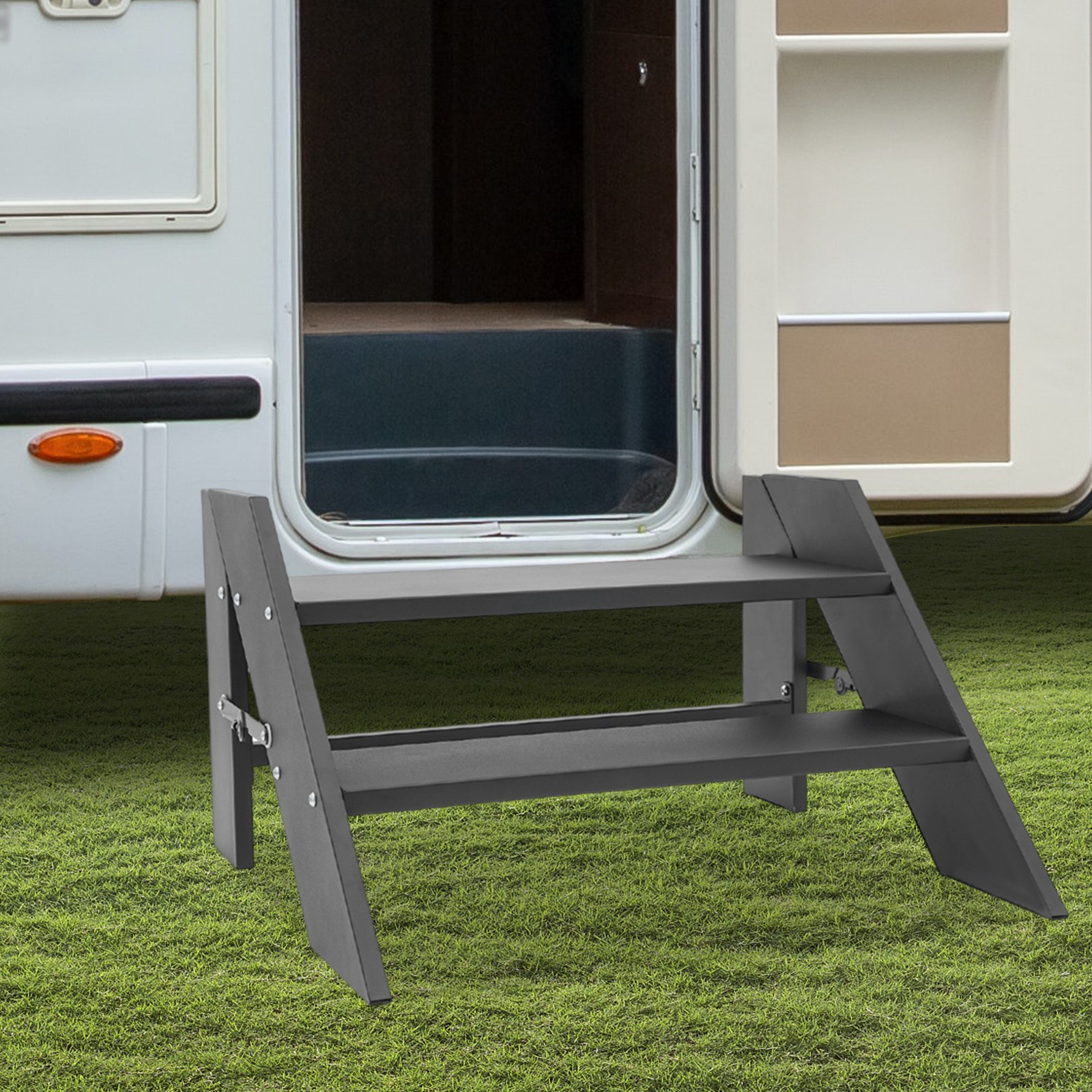 68.5*66*42cm Foldable Step Stool, 2 Step Folding RV Step Ladder, RV Step Stool