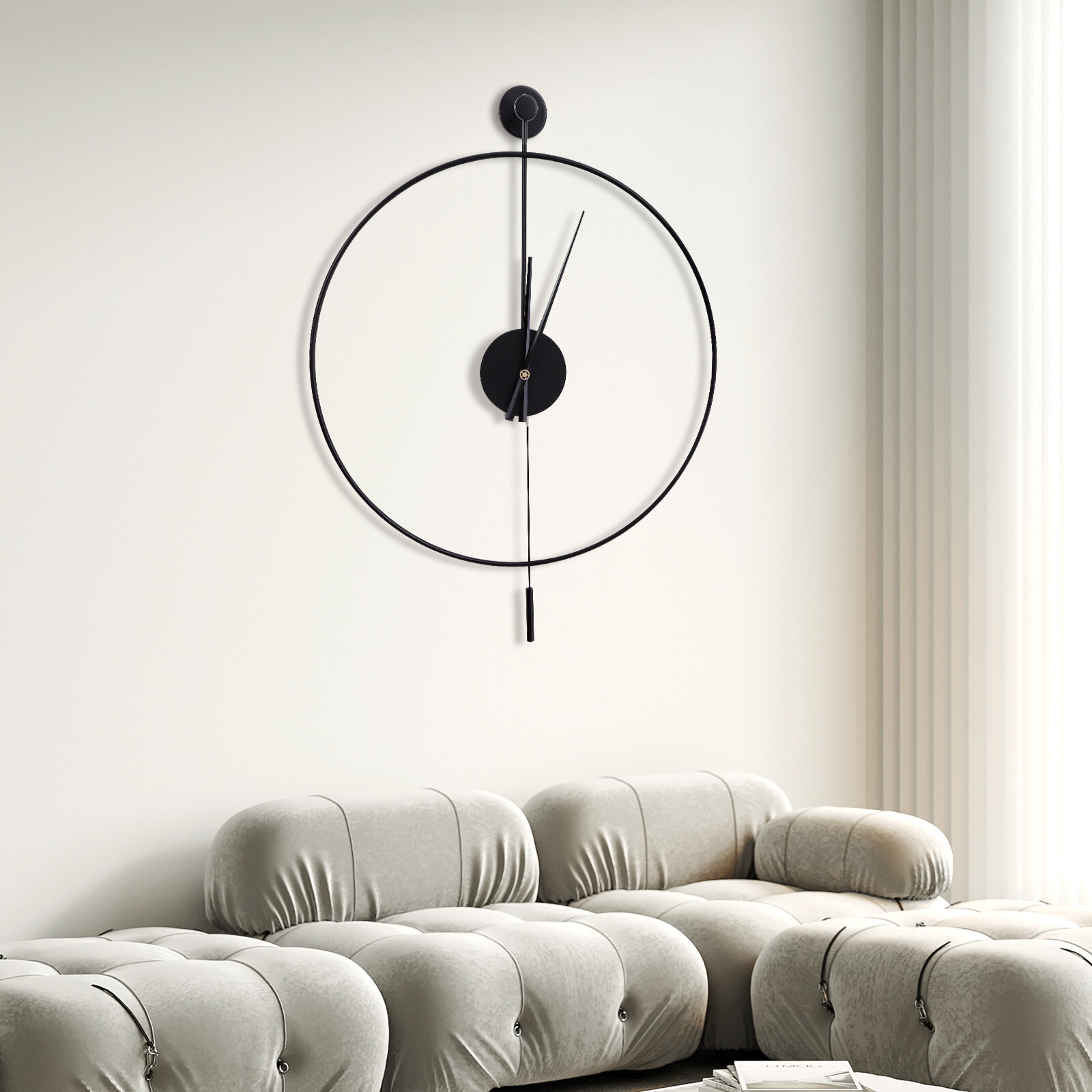 23.6'' Minimalist Wall Clock Round Home Clock Silent Large Modern Wall Art Decor