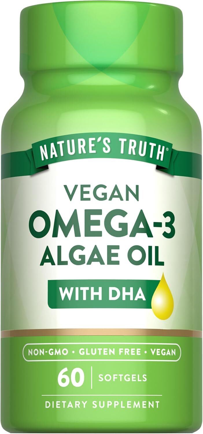 Omega 3 Algae Oil | 60 Softgels | With DHA | Vegan, Non-GMO | by Nature's Truth
