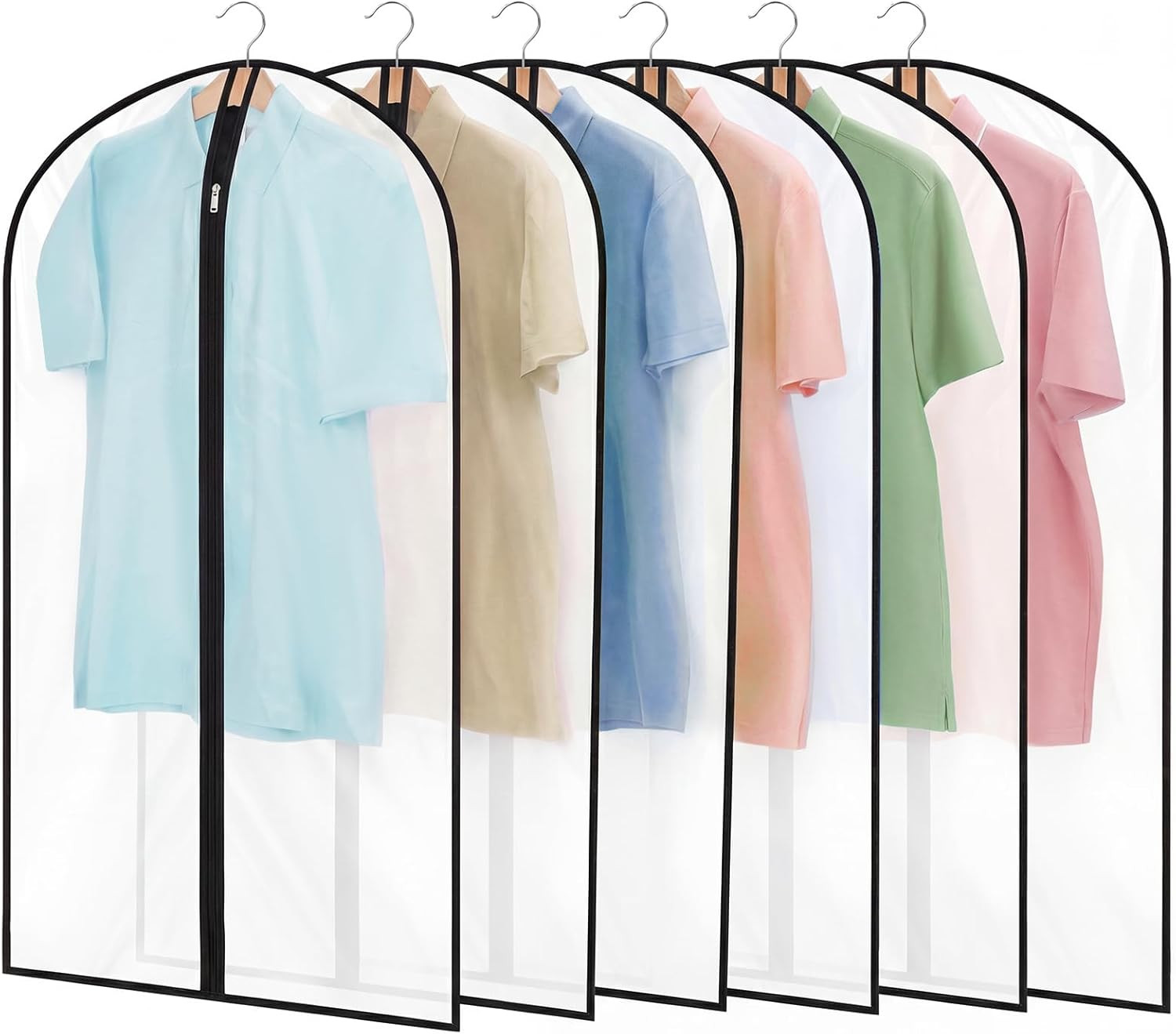 6 Pack Garment Bags 60 * 100Cm, 40In PEVA Translucent Garment Covers, Suit Stora