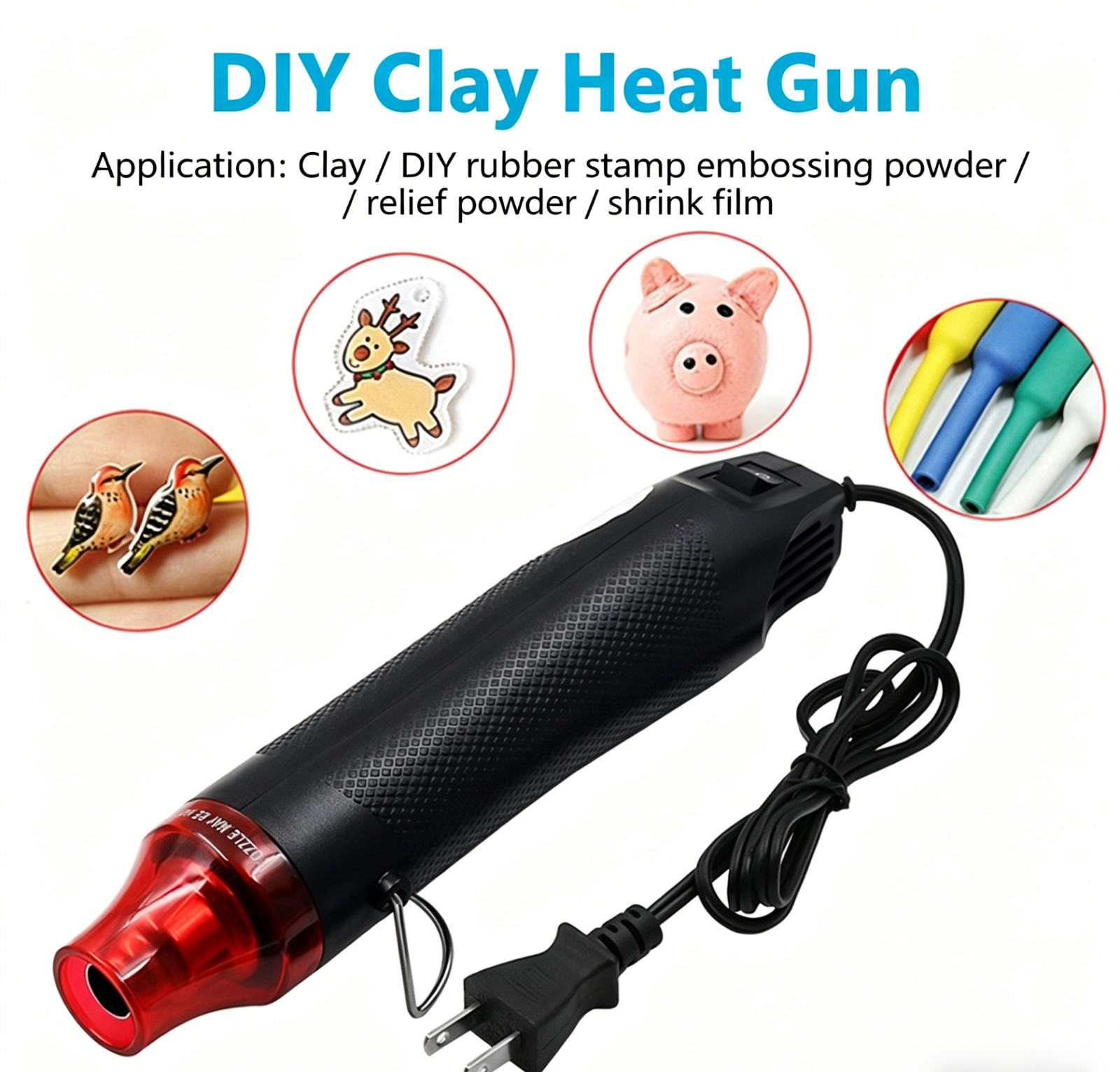 Mini Electric Heat Gun DIY Hot Air Gun With Nozzles For Embossing Paint Drying