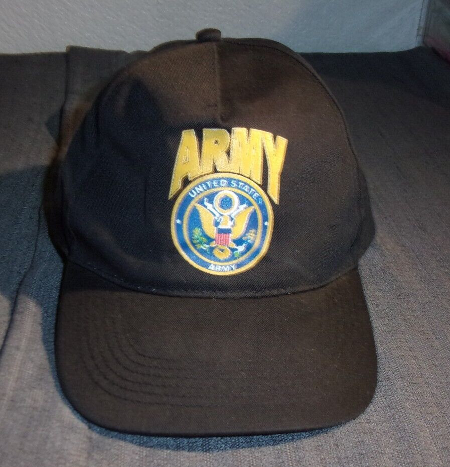 NEW UNITED STATES ARMY BLACK GOLD CAP HAT ADJUSTABLE SIZE