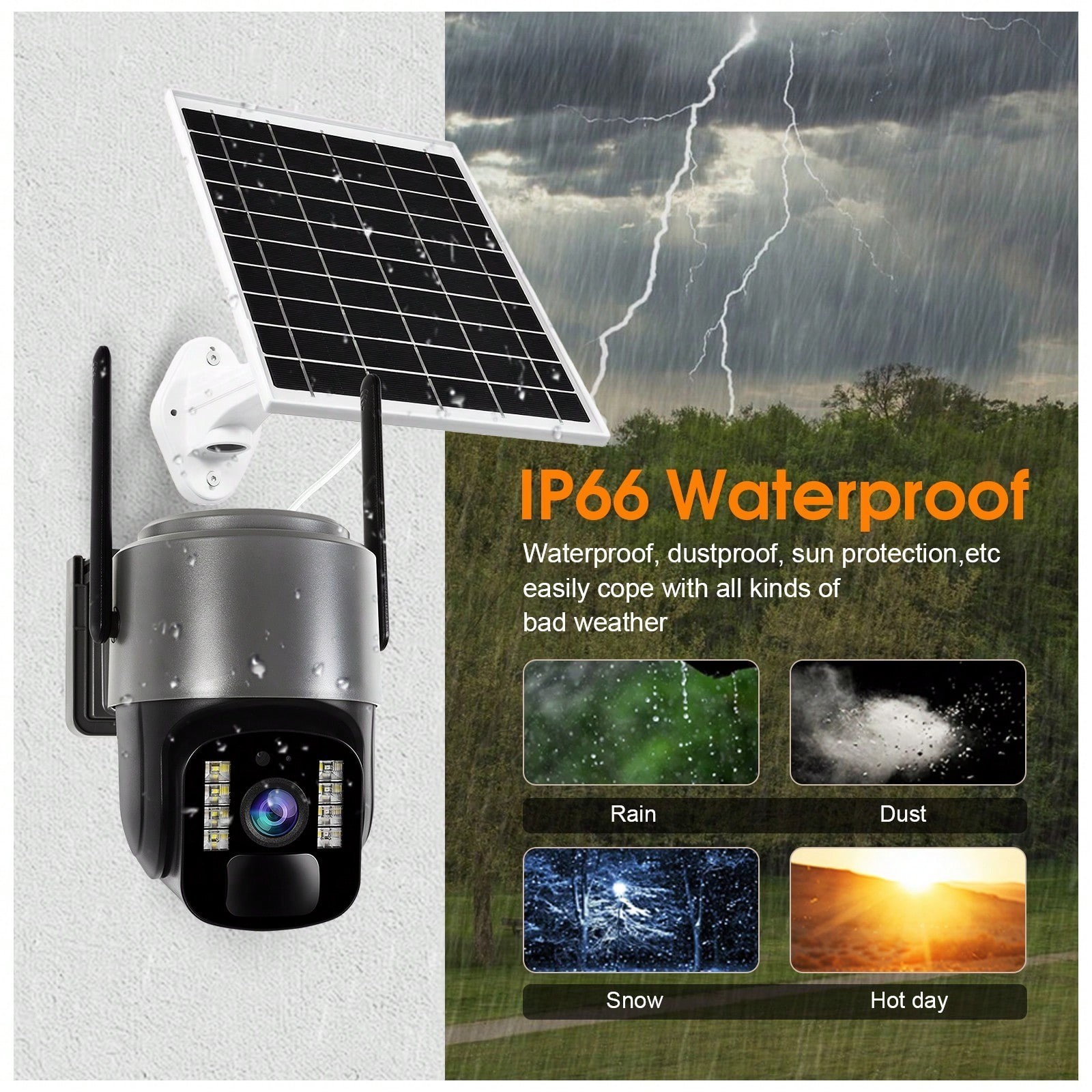 Solar Powered 1440P Wireless Security Camera PTZ 2 Way Audio Night Vision