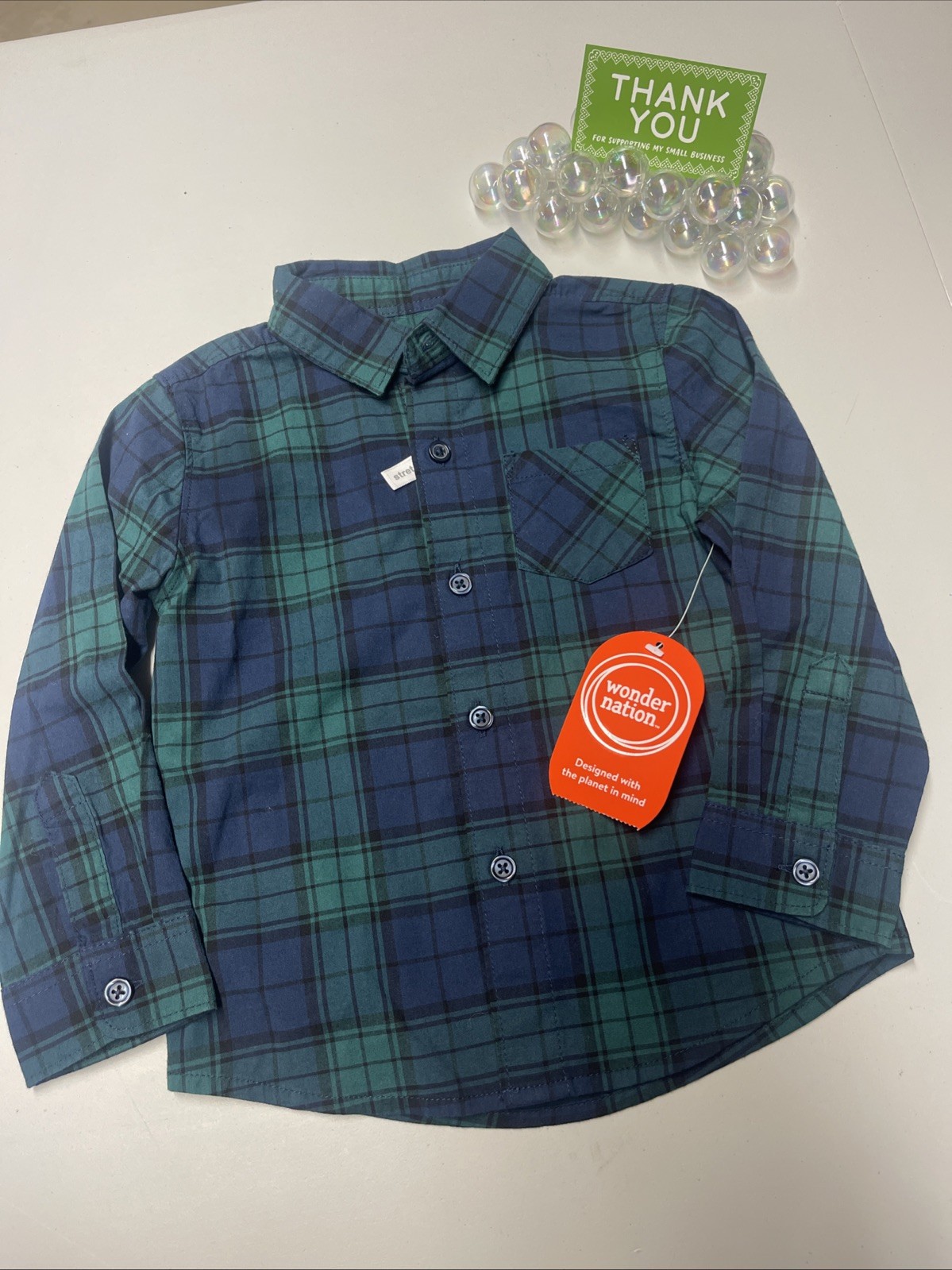 Wonder Nation UNISEX Plaid Long Sleeve Shirt Sz 2T NWT