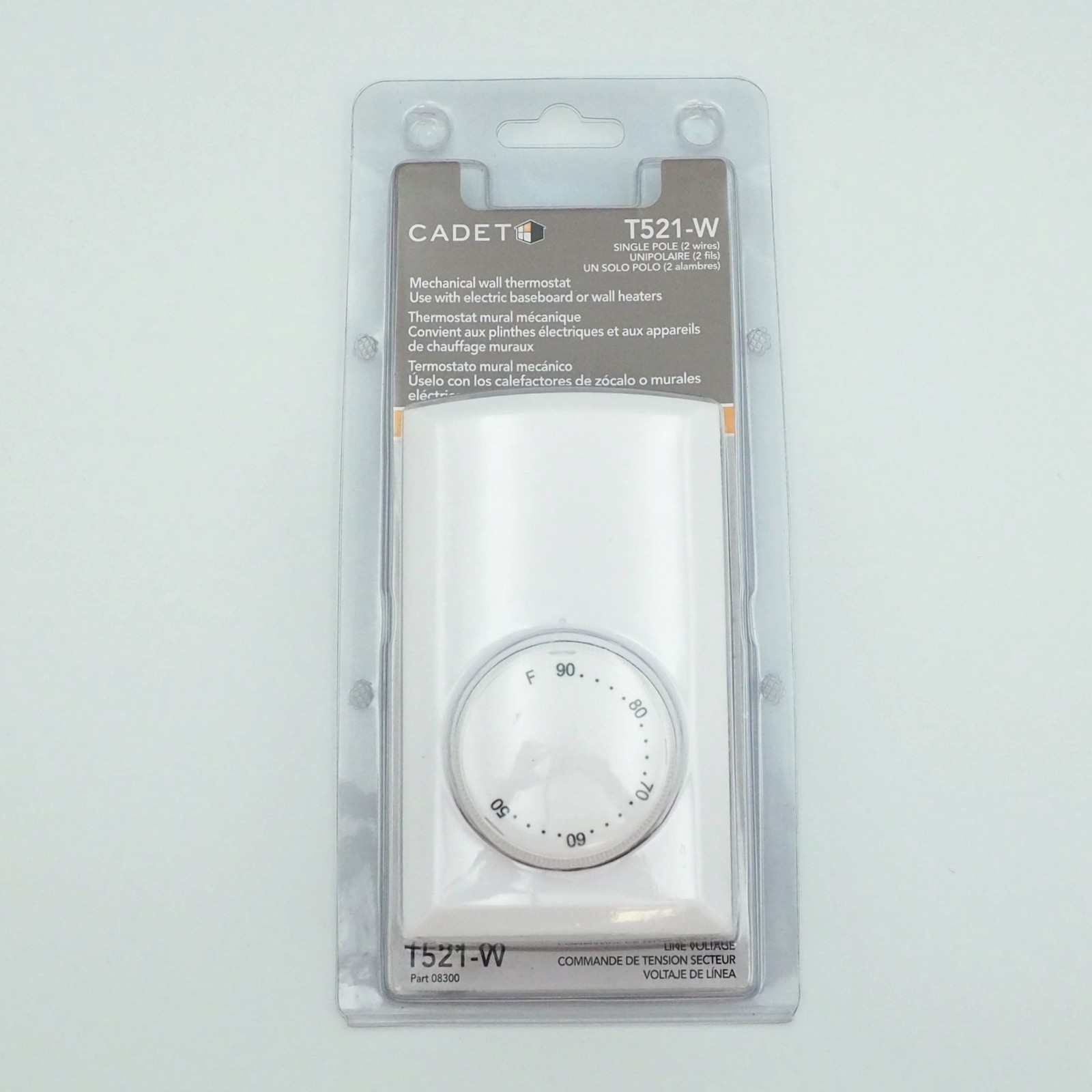 Cadet T521-W Single Pole 22A Line Voltage Mechanical Wall Thermostat Brand New