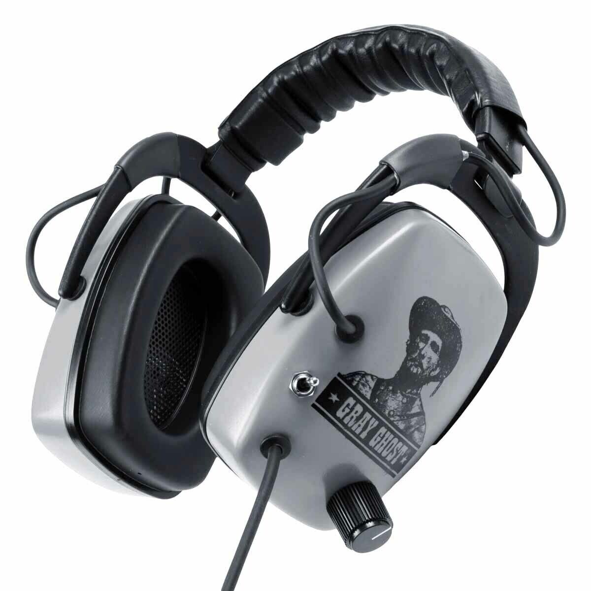 DETECTOR PRO ORIGINAL GRAY GHOST HEADPHONES WITH  1/4" 90 deg. PLUG