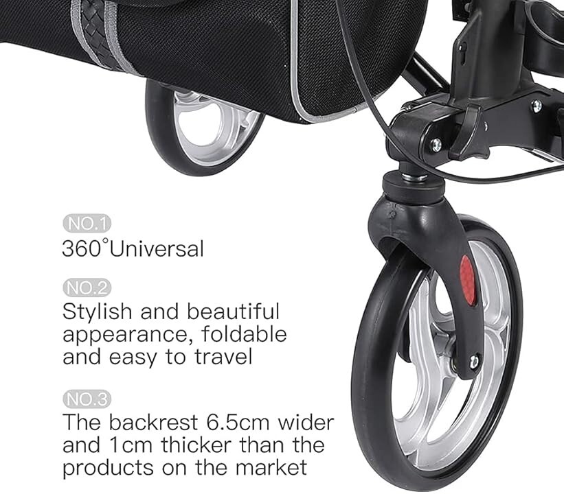 BlessReach Rolling Walkers for Seniors Four Wheel Walker Rollator Walker Easy