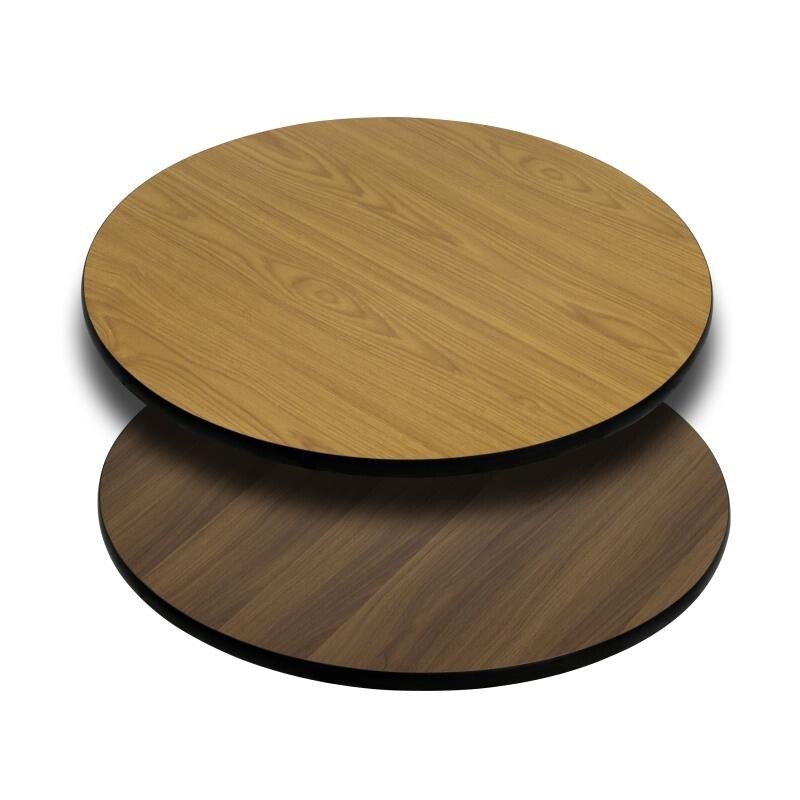 36'' Round Restaurant Table Top with Natural or Walnut Reversible Laminate Top