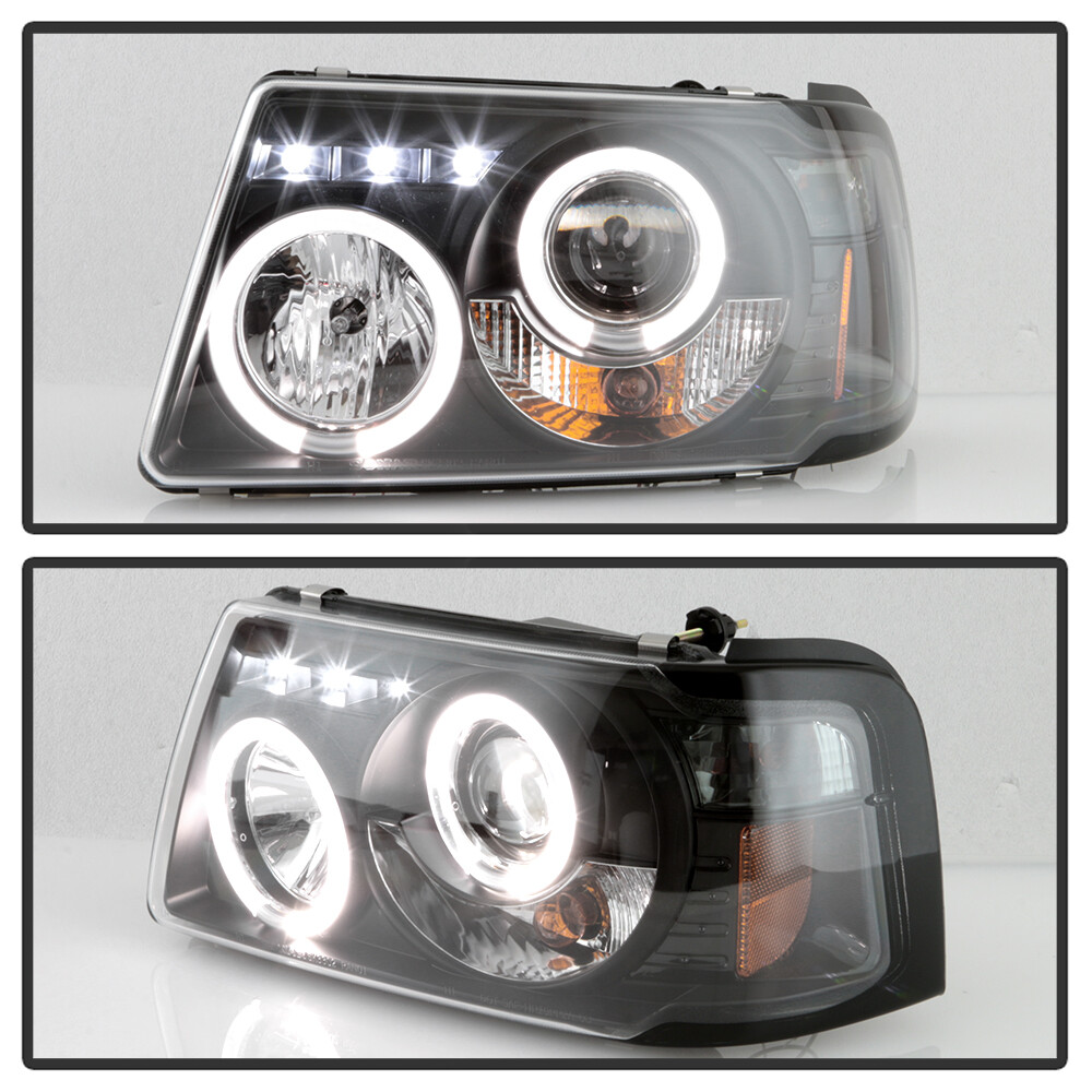 Blk 2001-2011 Ford Ranger LED Halo Projector Headlights w/Built In Corner Lamps