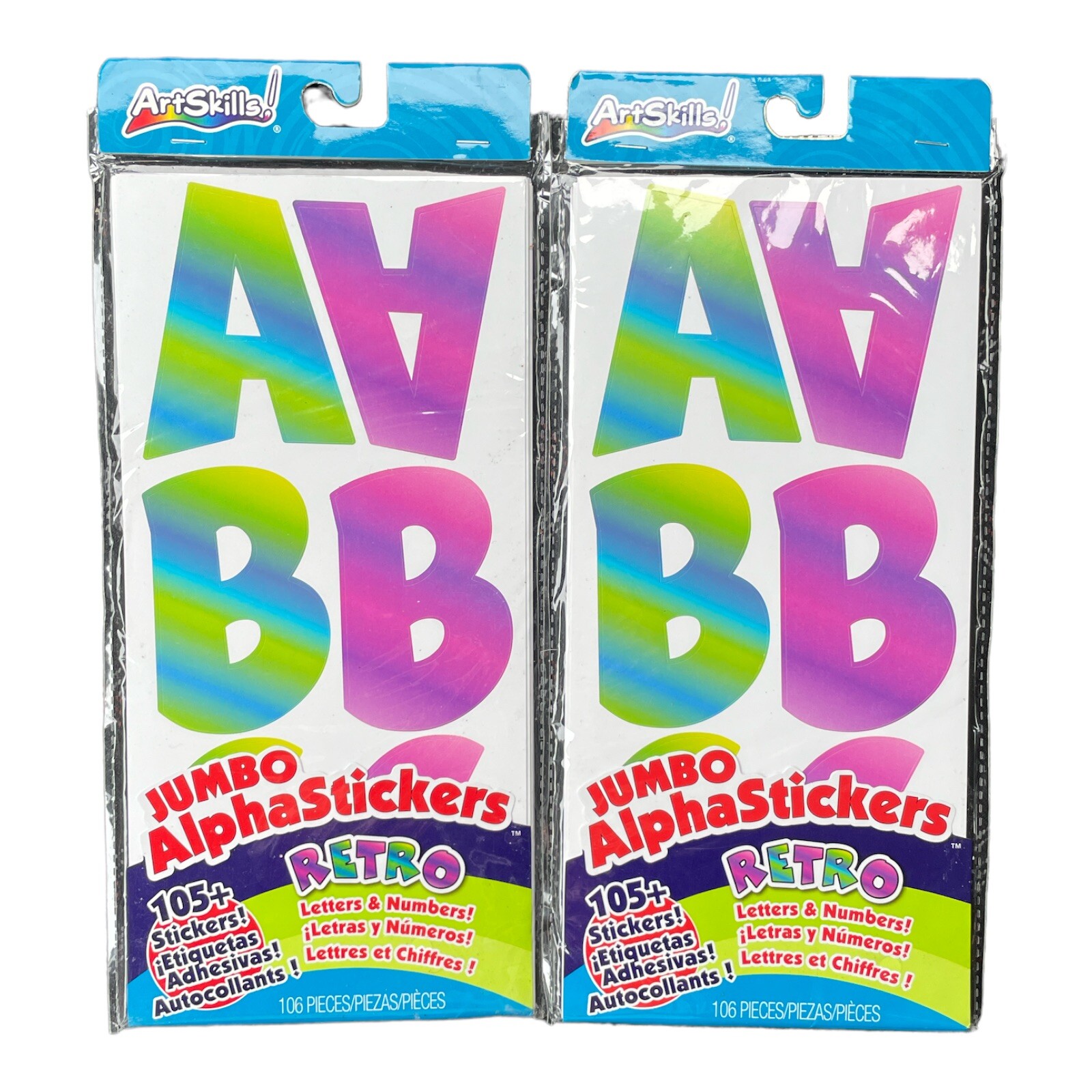 Art Skills Jumbo Alphabet Letter Numbers Stickers 2 Packages - 2.75" Letters New