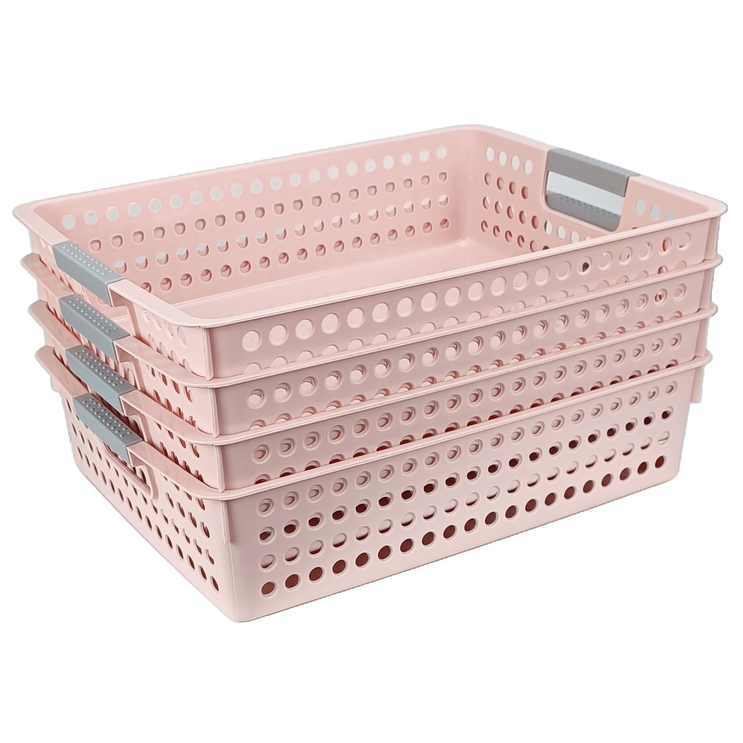 4 PCS Pink Paper Trays for Classroom Book Baskets Turn In Bins for Office