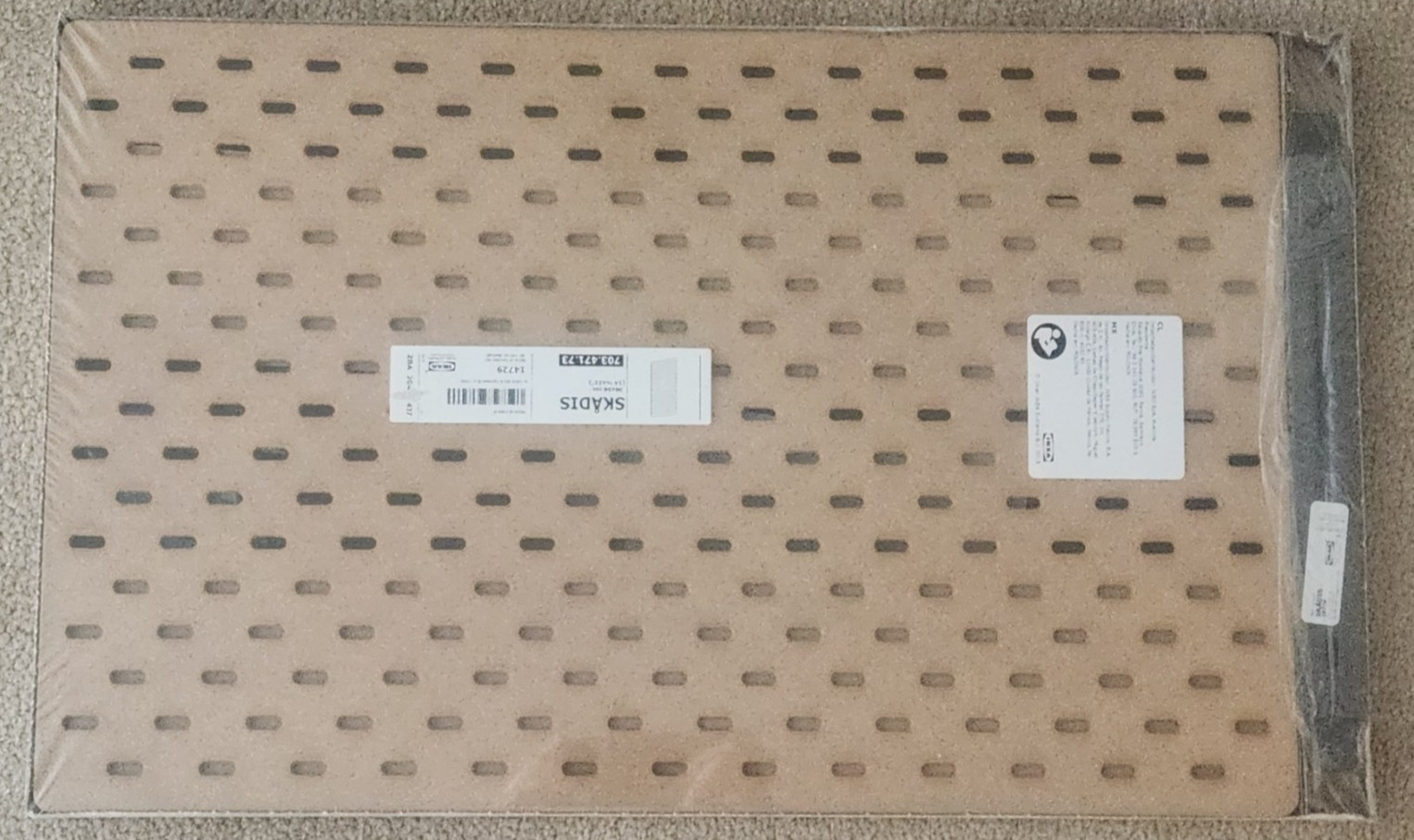 IKEA SKADIS 14 1/4'' x 22'' Wood Pegboard Organizer Hooks Shelves 703.471.73 New