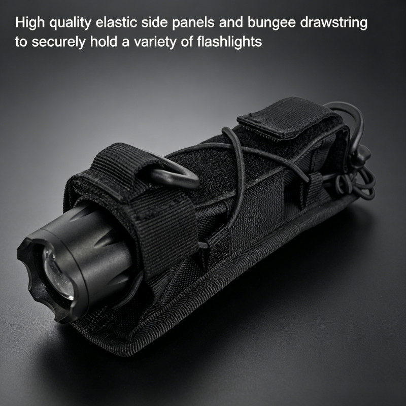 US Tactical MOLLE Open Top Flashlight Holster for Vertical & Horizontal Carrying