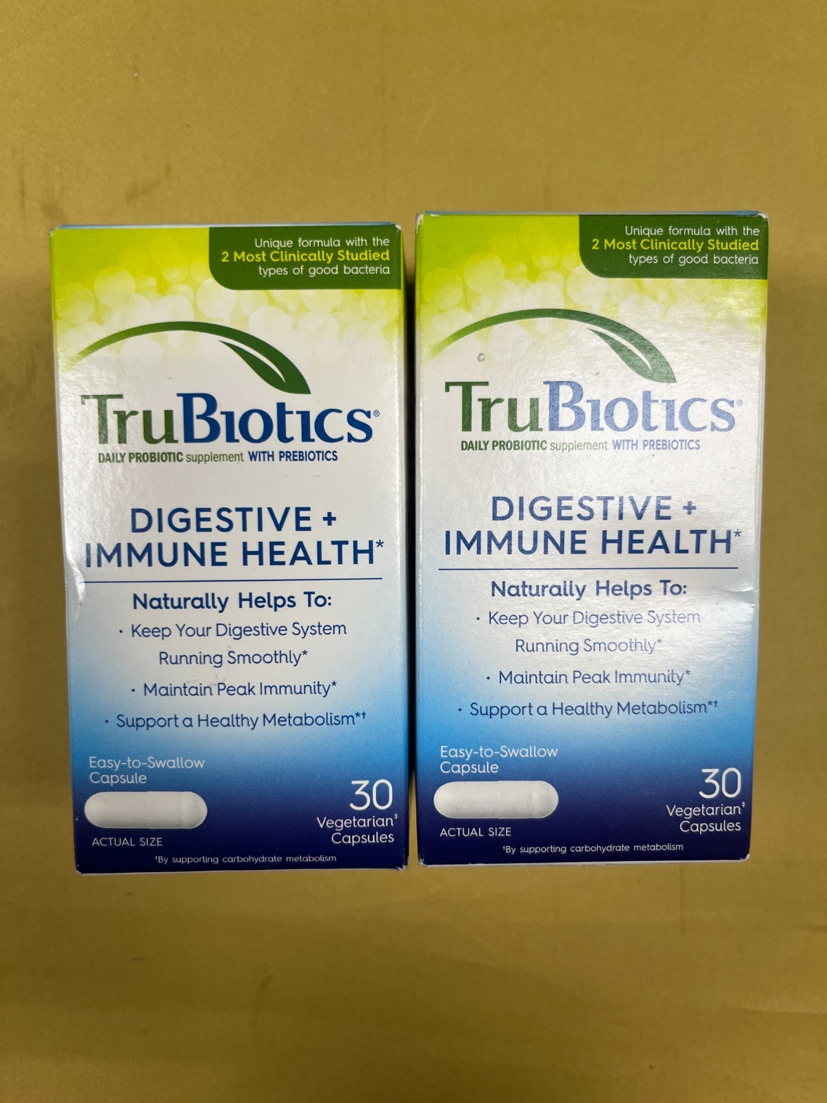 2 New TruBiotics Digestive + Immune Health - 30 Capsules Each Box Exp. 07/2026+