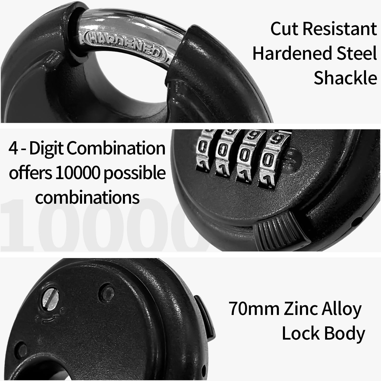 Socpuro 2Pack Combination Lock, 4 Digit Disc Padlock with Hardened Black