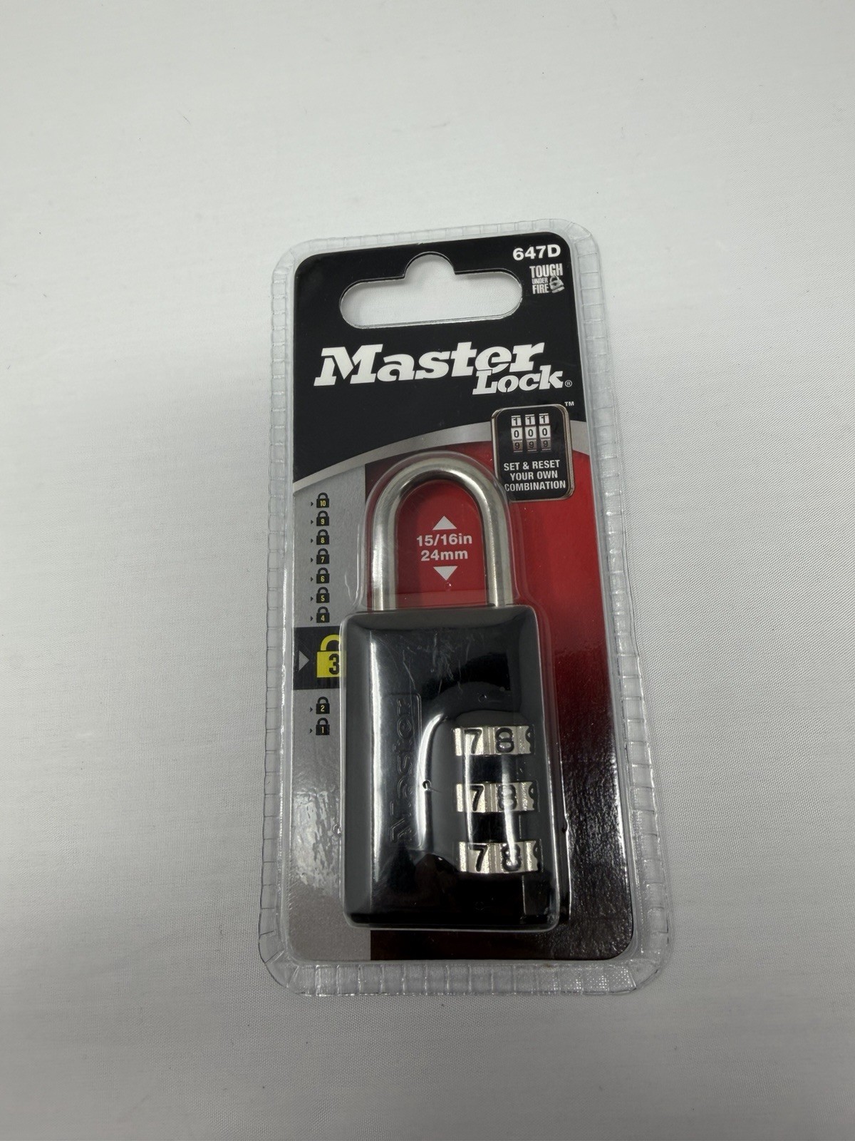 Master Lock 647D 3 Digit Combination Padlock Resettable 24mm New Sealed