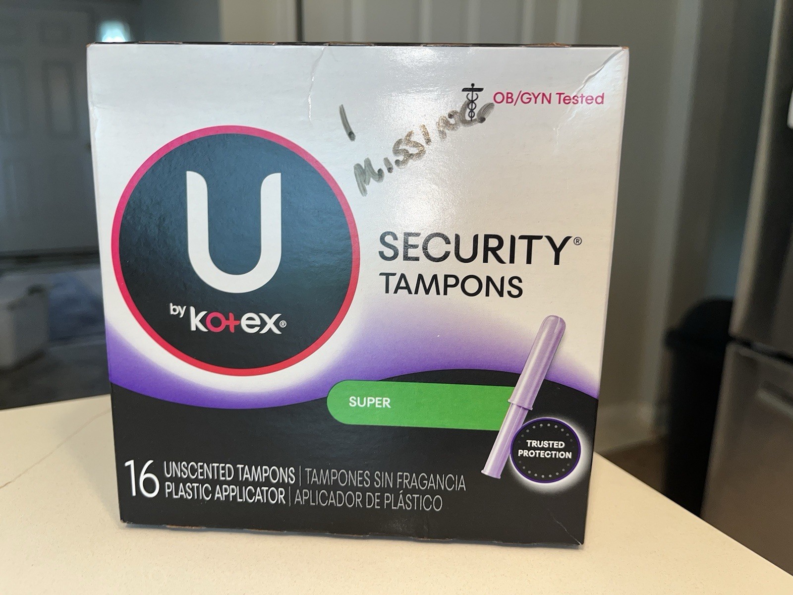 U by Kotex Security Tampons Super Absorbency Unscented 16 Minus 1 = 15