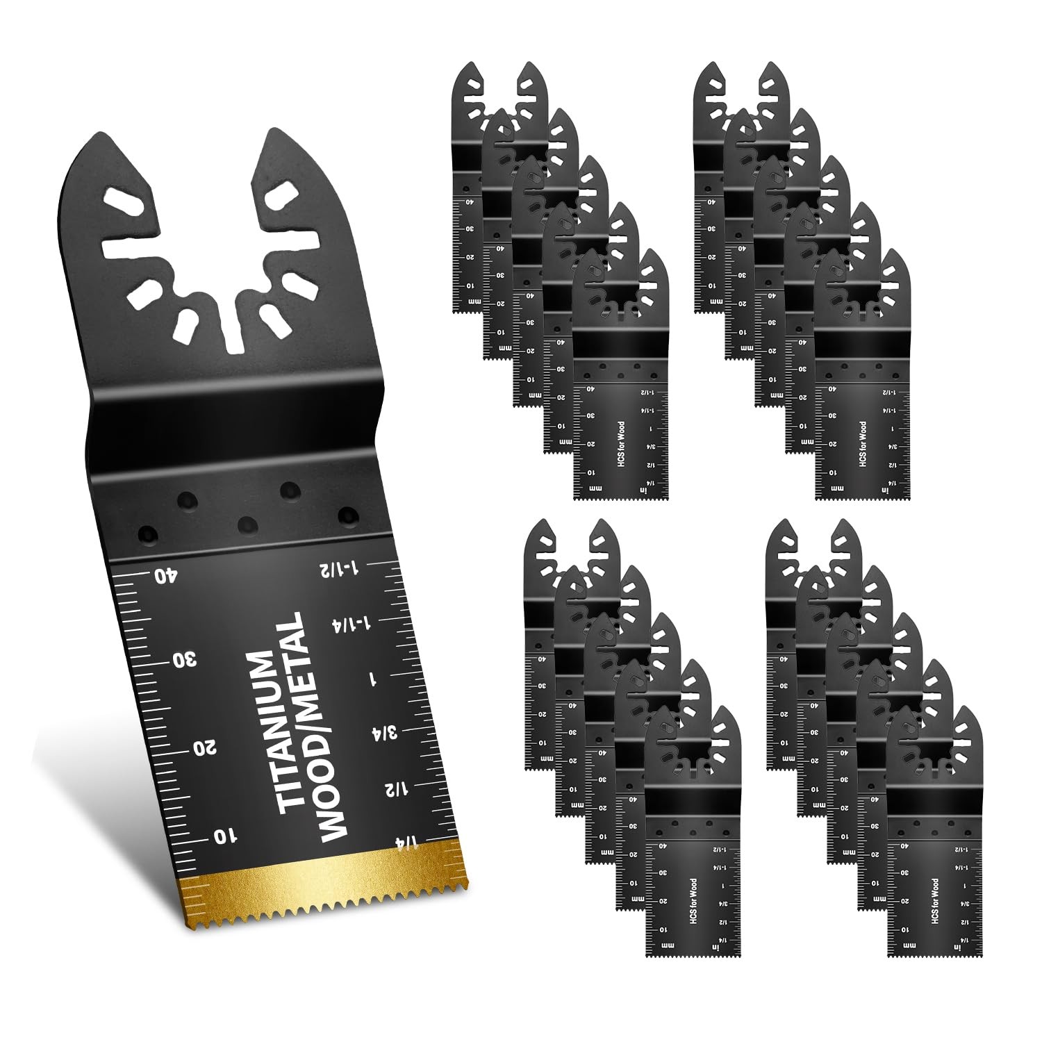 20PCS Oscillating Tool Blades, Professional Universal Titanium 20PCS, Black
