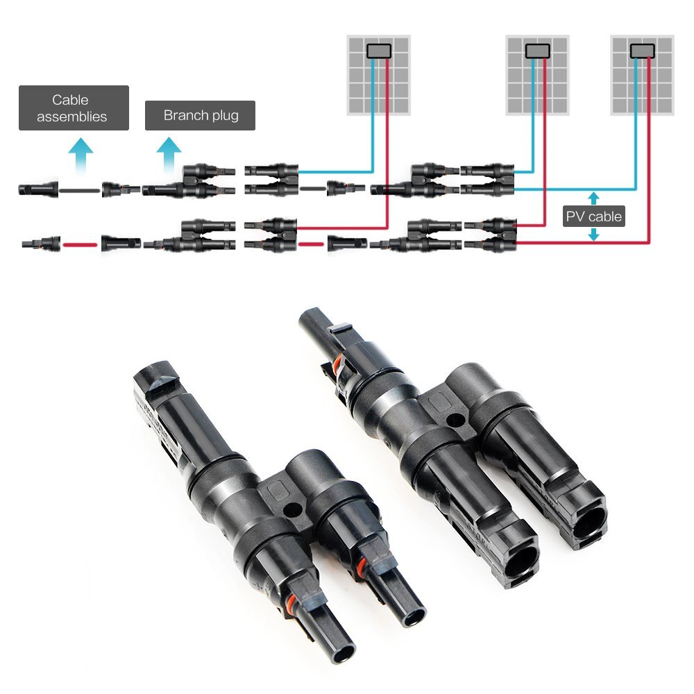 ALLPOWERS Branch Connectors Y Connector Connection Between Solar Panels