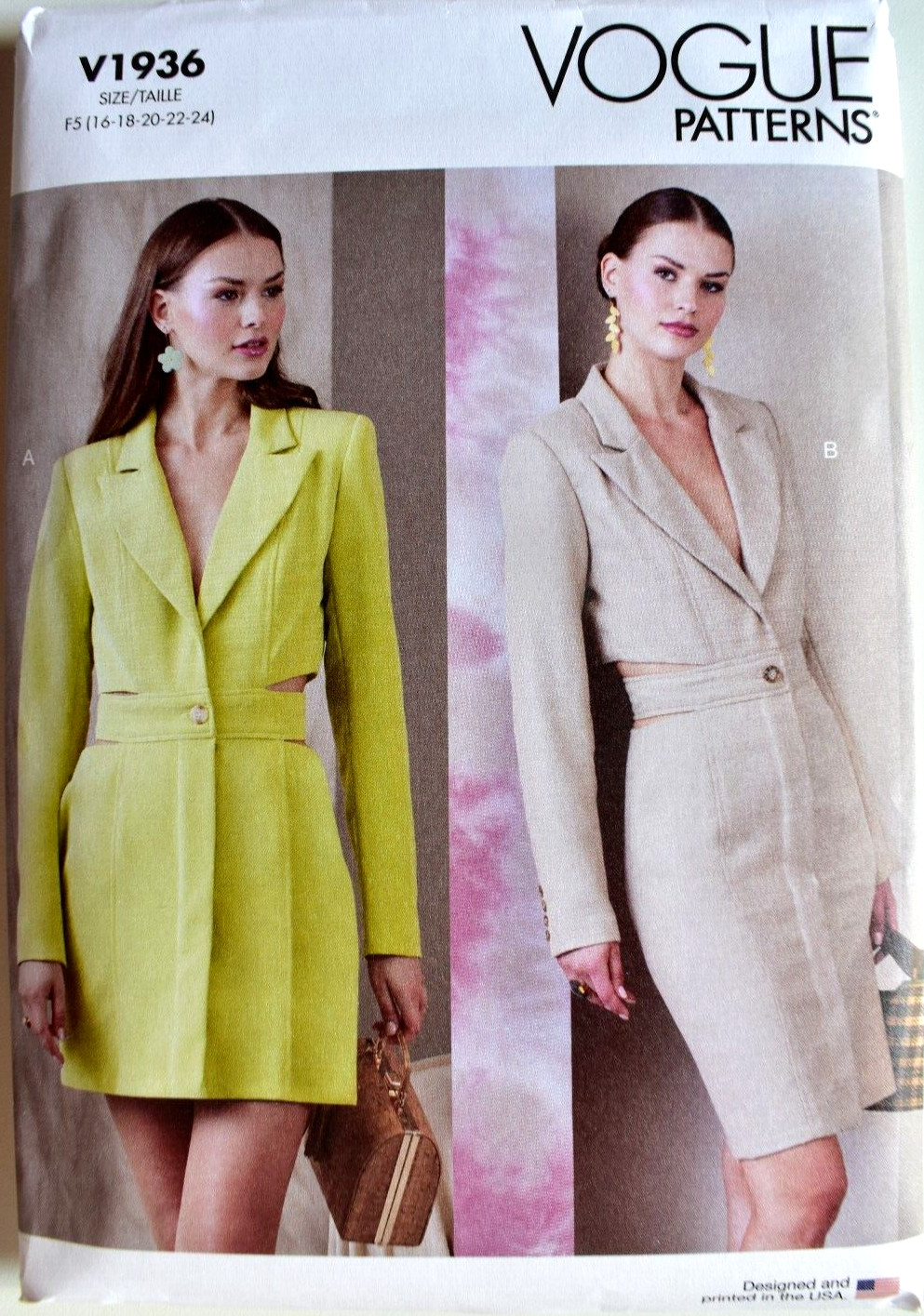 VOGUE PATTERN 1936  BLAZER  DRESS   MISSES SIZES   16 18 20 22 24   UNCUT NEW