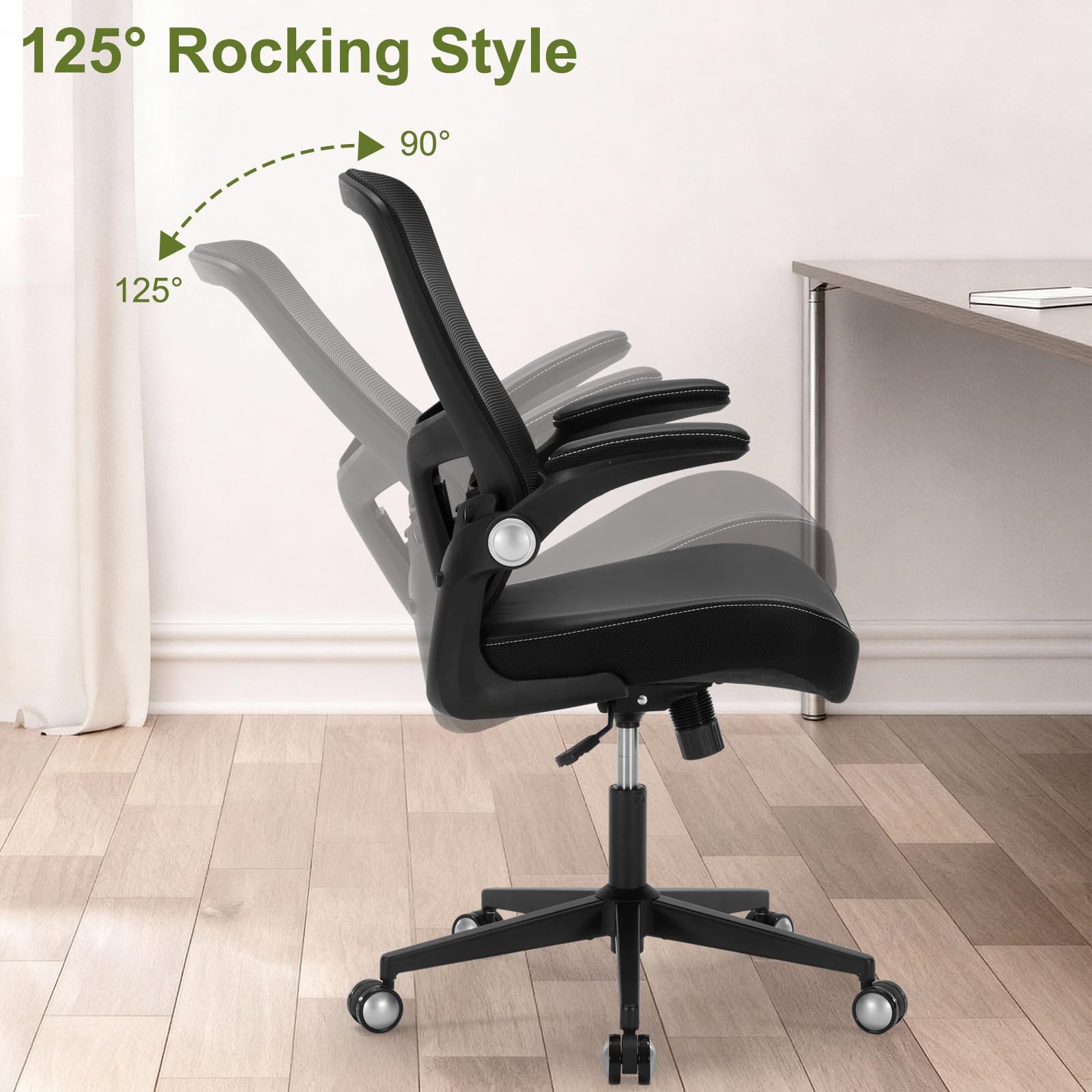 Ergonomic PU Leather Office Chair, 400lbs Weight Capacity, Breathable Mesh Ba...