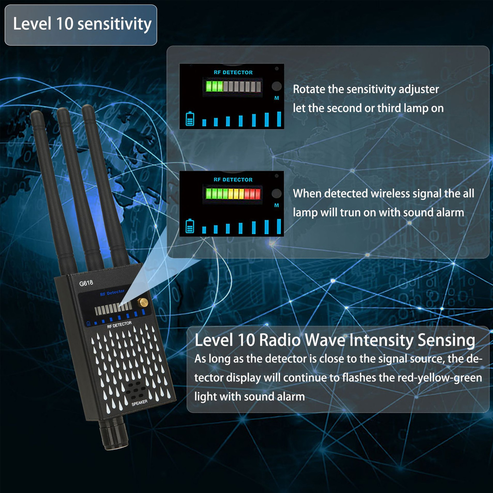 G618 RF Detector Bug WiFi Camera Finder GPS Wireless Scanner New