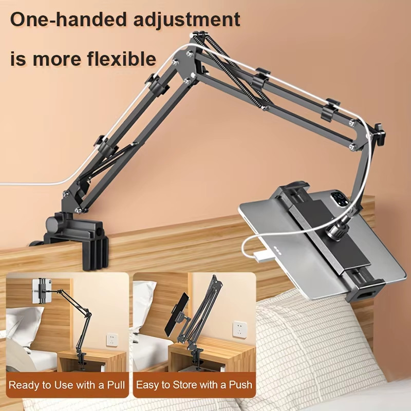 Adjustable Bed Tablet Holder Rotatable Long Arm Metal Desktop Tablet Bracket Mou