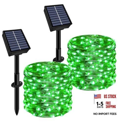 Solar String Lights Outdoor Waterproof Total 66ft 200LED | 8 Modes 2 Pack Green