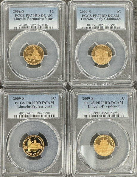 2009 S Lincoln Cent Proof 4 Coin US Mint Bicentennial Set PCGS PR70RD DCAM