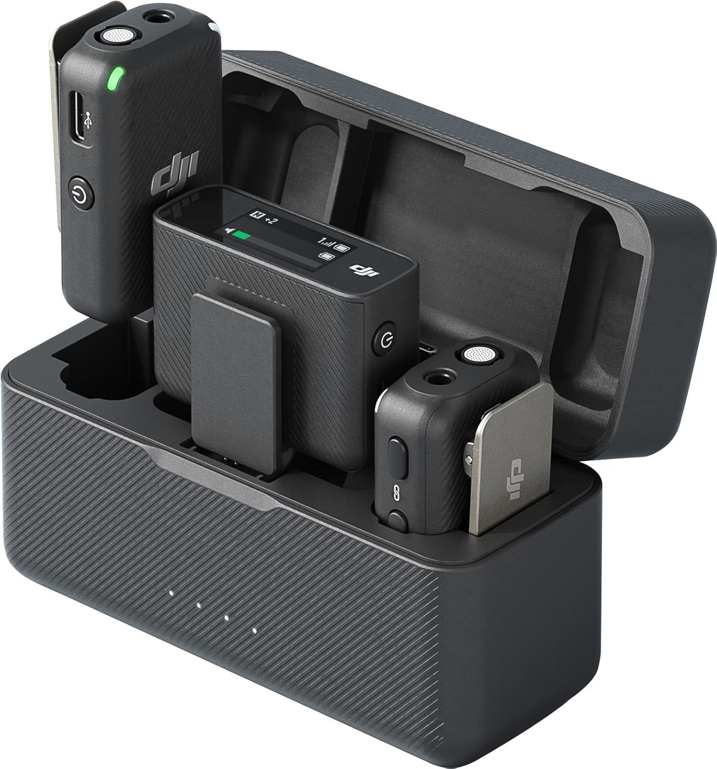 Mic (2 TX + 1 RX + Charging Case), Wireless Lavalier Microphone, 250M (820 Ft.)