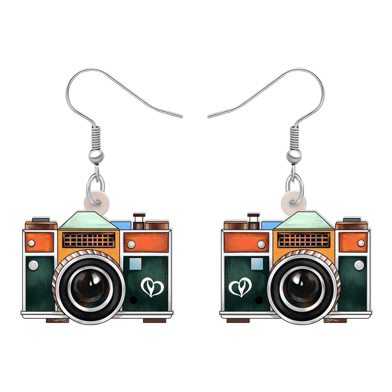 YINYA Acrylic Retro Vintage Digital Camera Earrings Dangle Drop Medium, Green