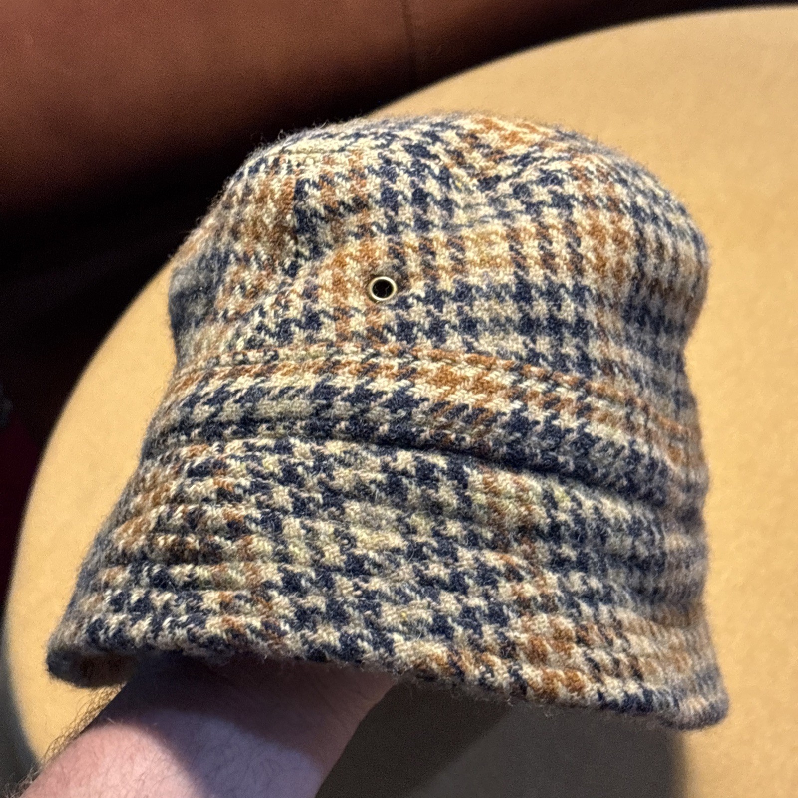 J. Crew Brown Herringbone Women’s Lamb’s Wool Bucket Hat M/L