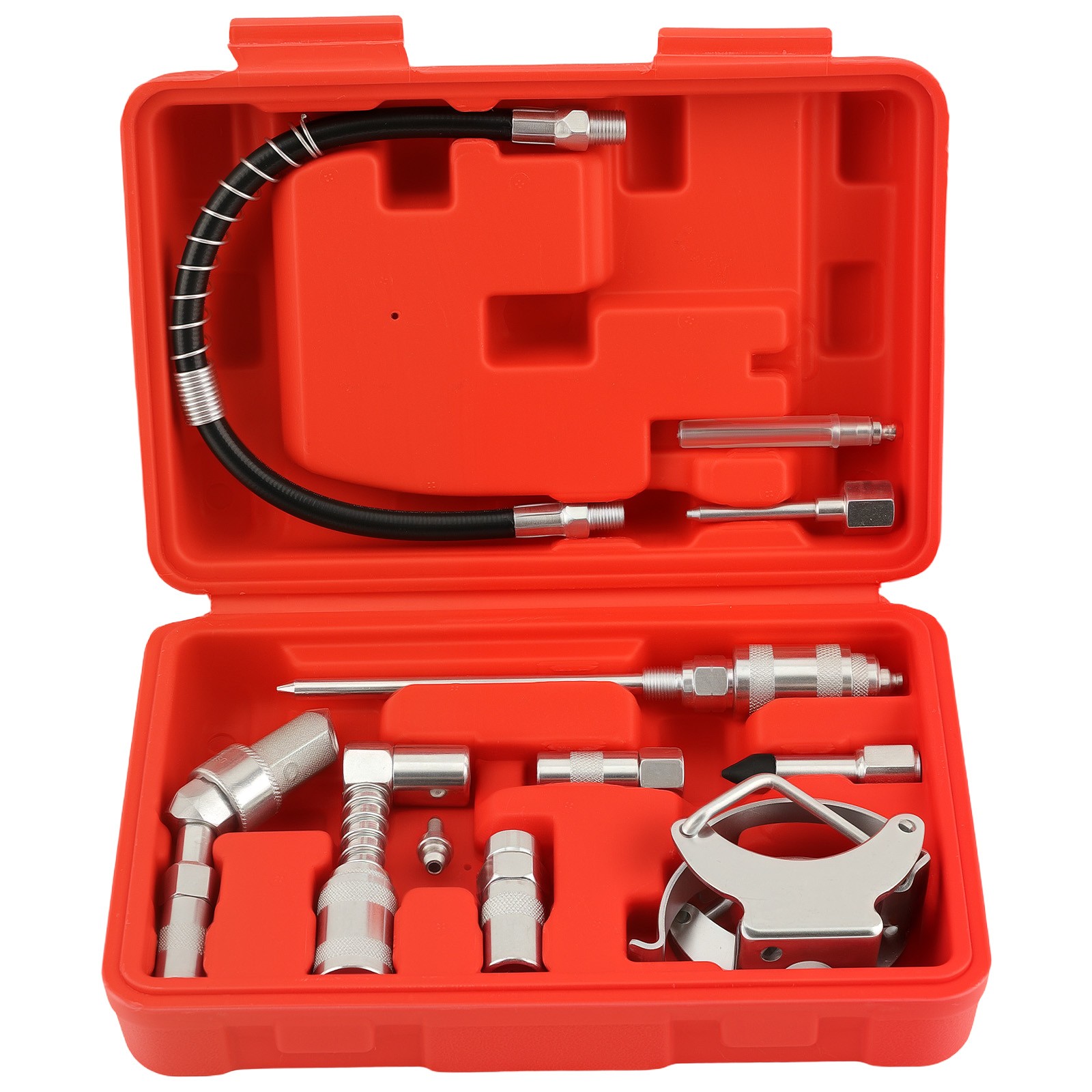 Complete Grease Gun Accessory Set 3000PSI with Spring Hose and Multiple Adapters