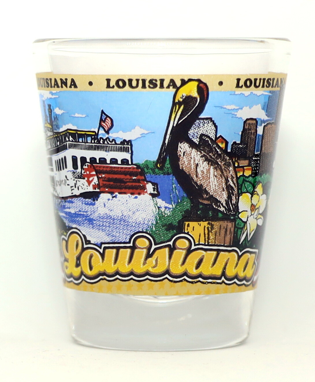 LOUISIANA STATE WRAPAROUND SHOT GLASS SHOTGLASS