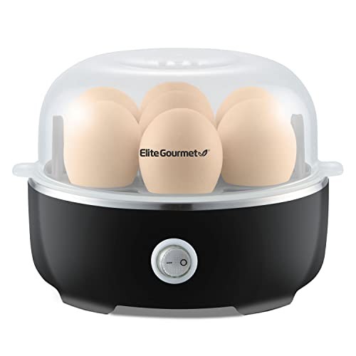 Elite Gourmet EGC115B Easy Egg Cooker Electric 7-Egg 7 Egg, Classic Black