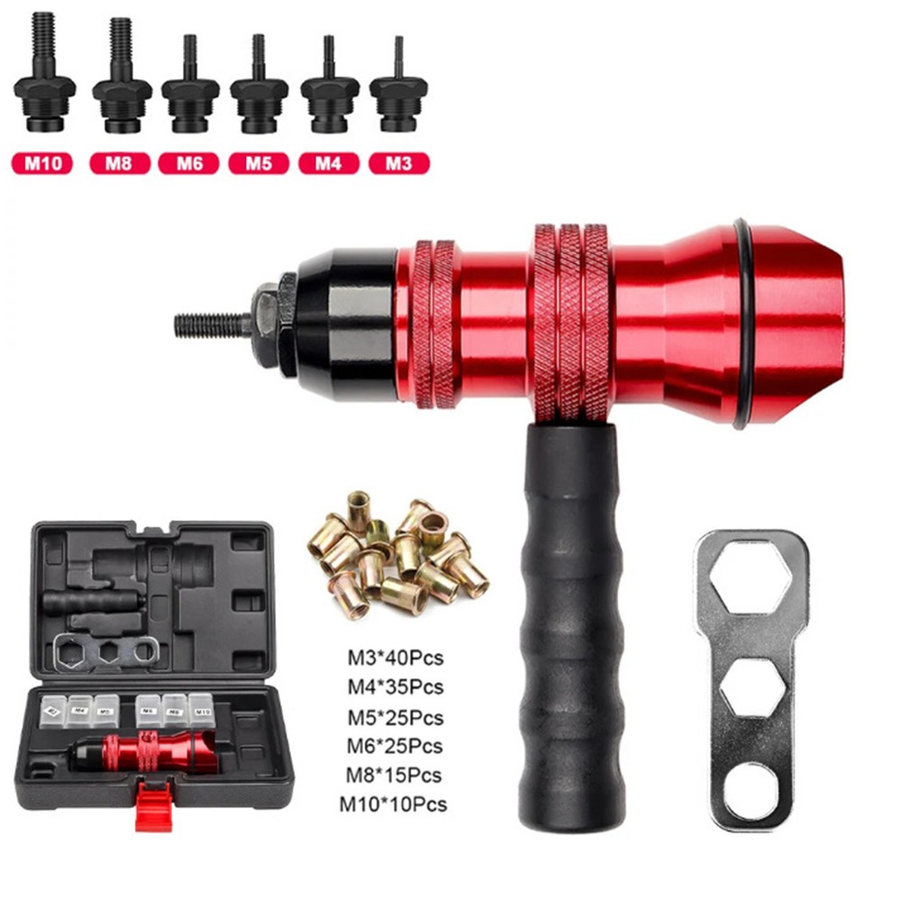 Rivet Nut Gun Adapter Kit with M3-M10 Metric Sizes Fit for Electric Drills
