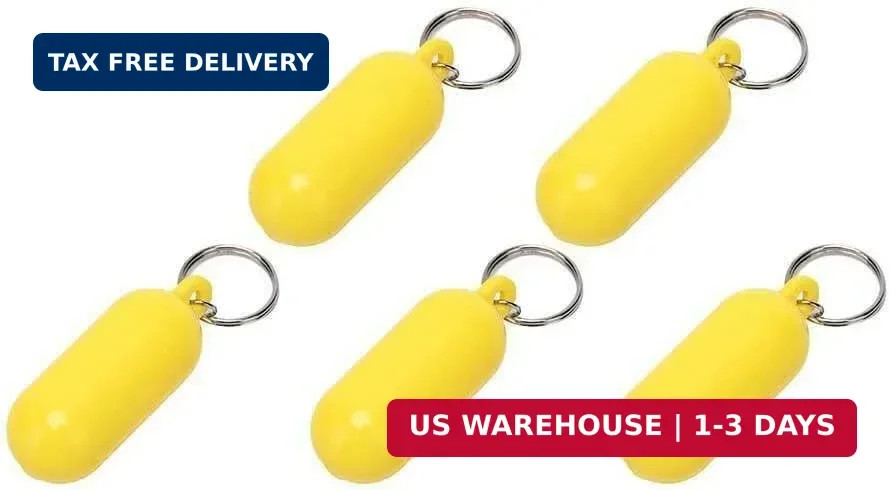 BRAVECOW 5pcs Boat Floating Keychains 2.68x0.98in Yellow Buoy Float Key Pendant
