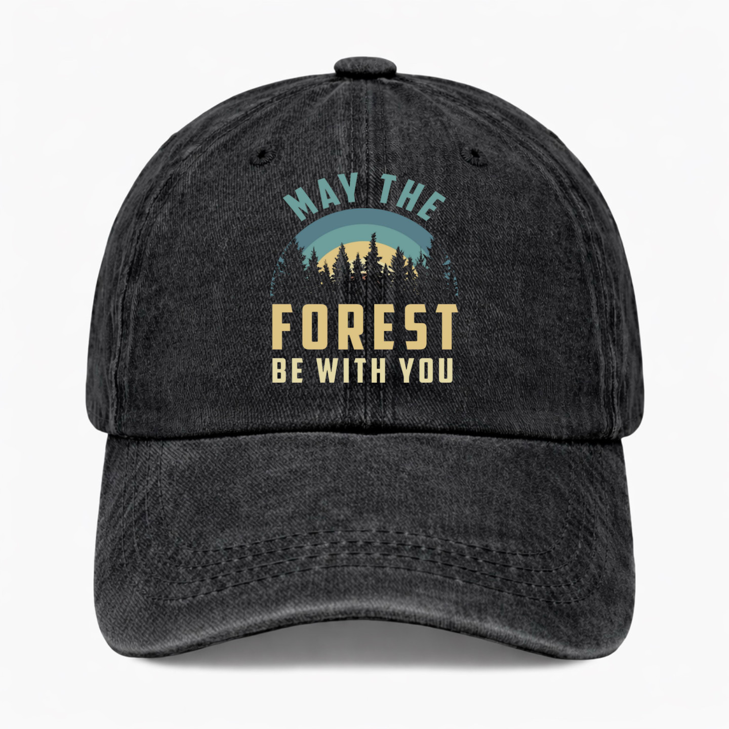 Funny Camping Hat May The Forest Be With You Retro Outdoor Dad Baseball Cap