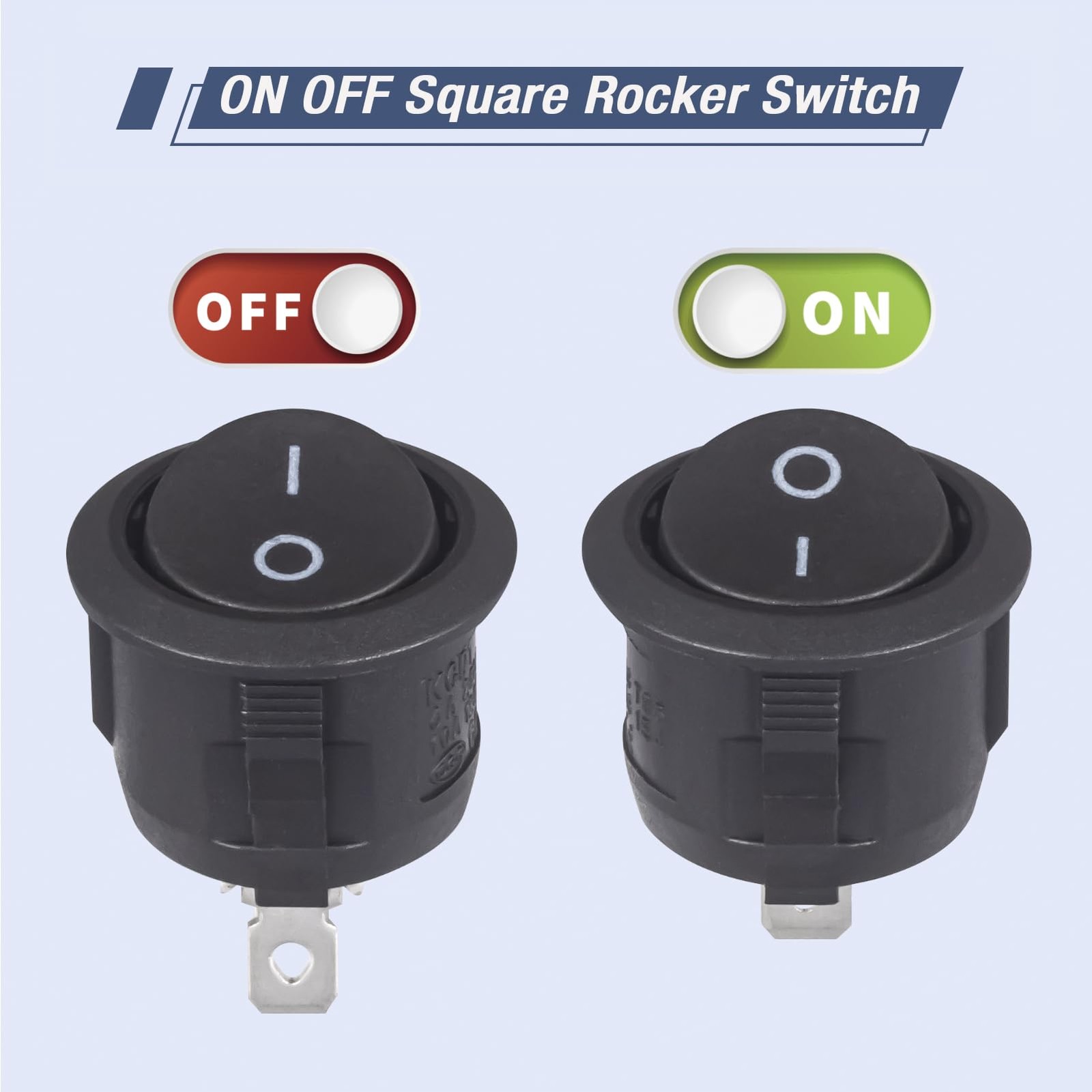 VEXUNGA Round Rocker Switch 12V Black On Off Mini Circle 2 Pin