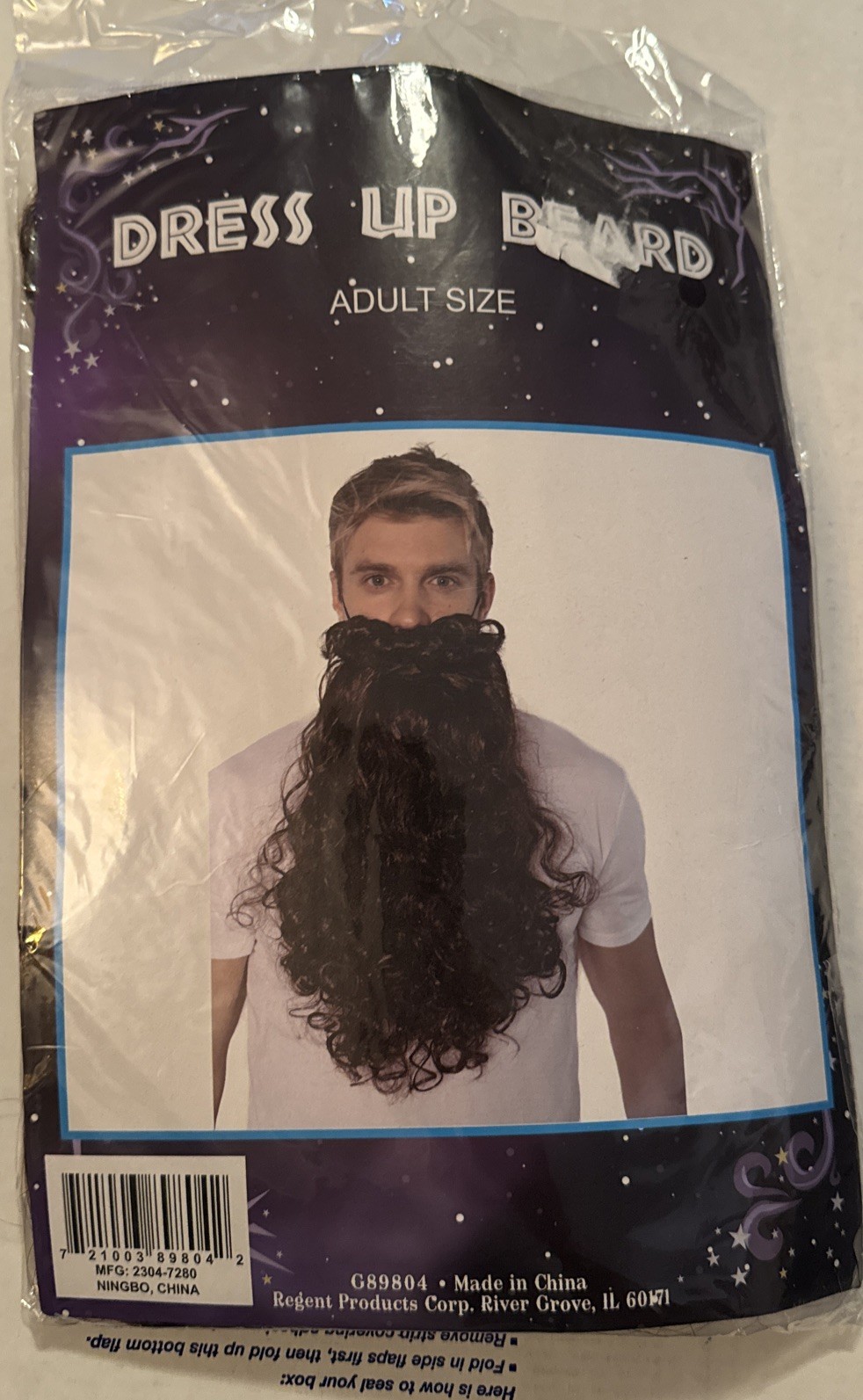 Regent Dress Up Beard Long Brown Curly Costume Cosplay Halloween NWT